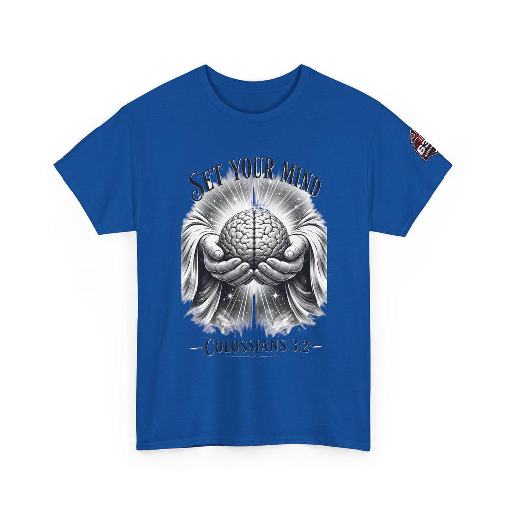 Set Your Mind Colossians Tee — Brain in God’s Hands Christian T‑Shirt