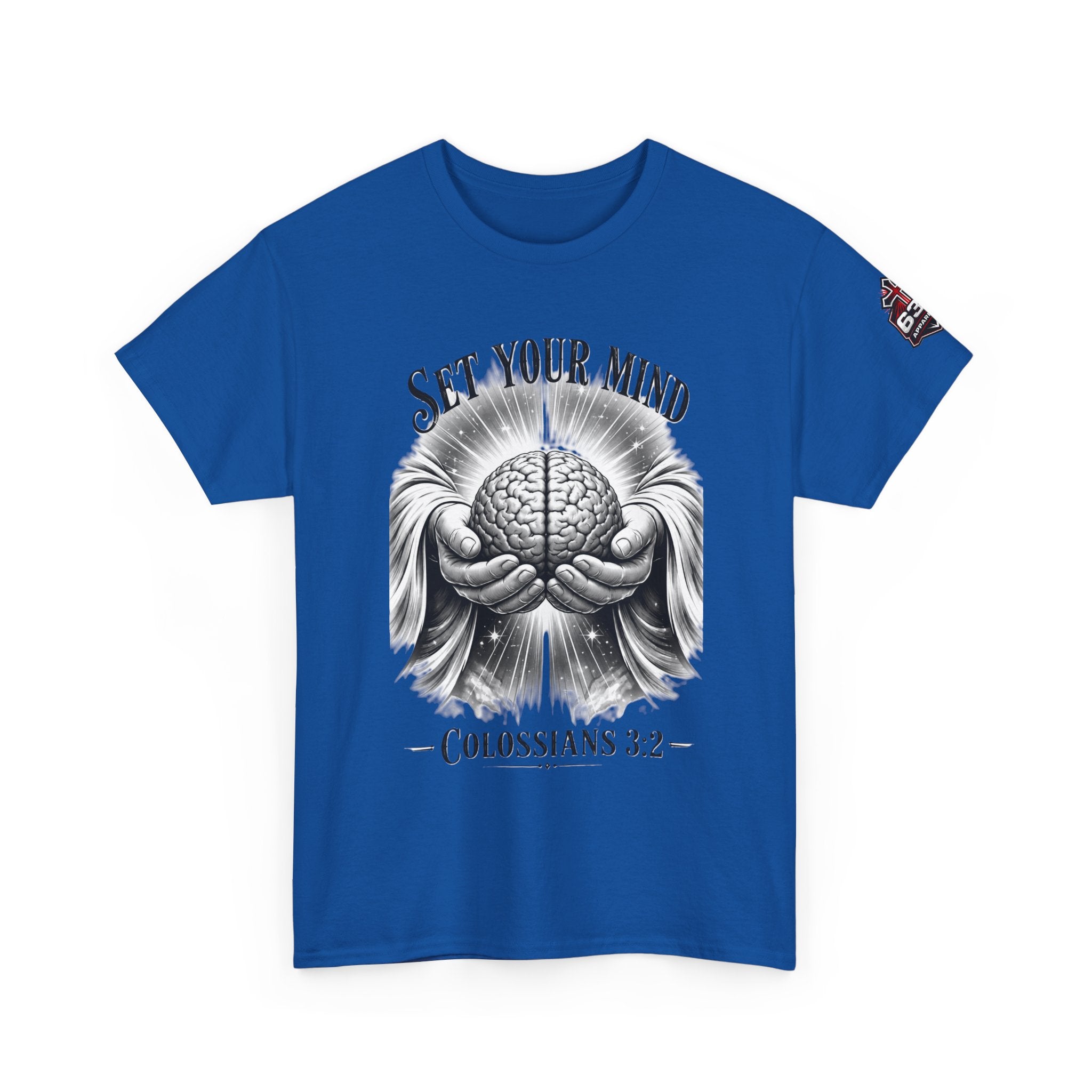 Set Your Mind Colossians Tee — Brain in God’s Hands Christian T‑Shirt