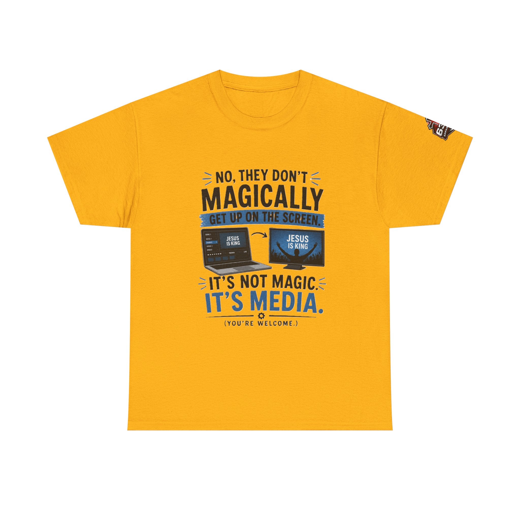 Church Media, Not Magic! Tee — Cheeky Church Media Leader Graphic T-Shirt