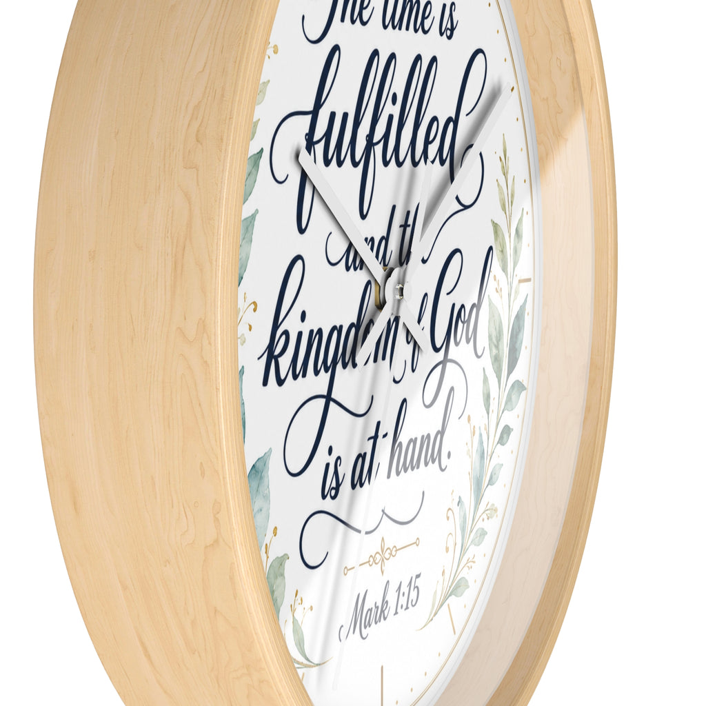 Mark 1:15 Elegant Wall Clock — Simple Christian Scripture Timepiece