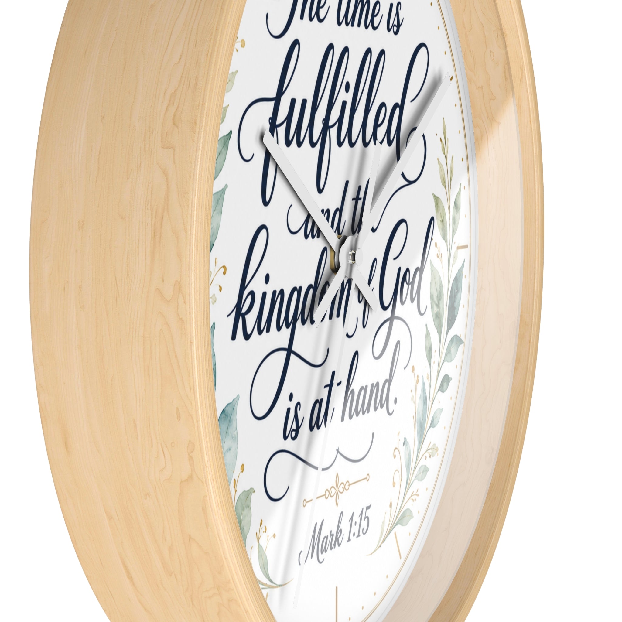 Mark 1:15 Elegant Wall Clock — Simple Christian Scripture Timepiece
