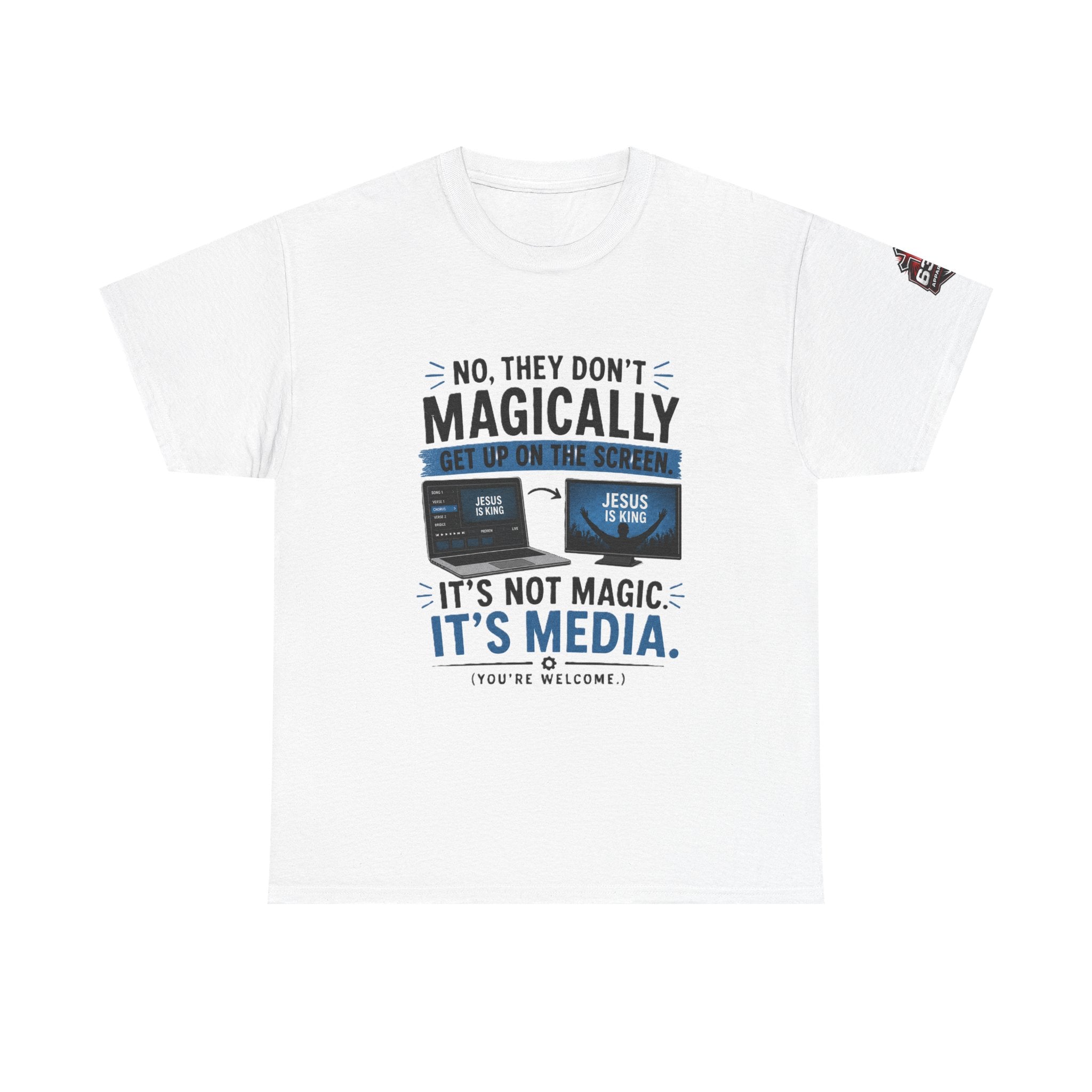 Church Media, Not Magic! Tee — Cheeky Church Media Leader Graphic T-Shirt
