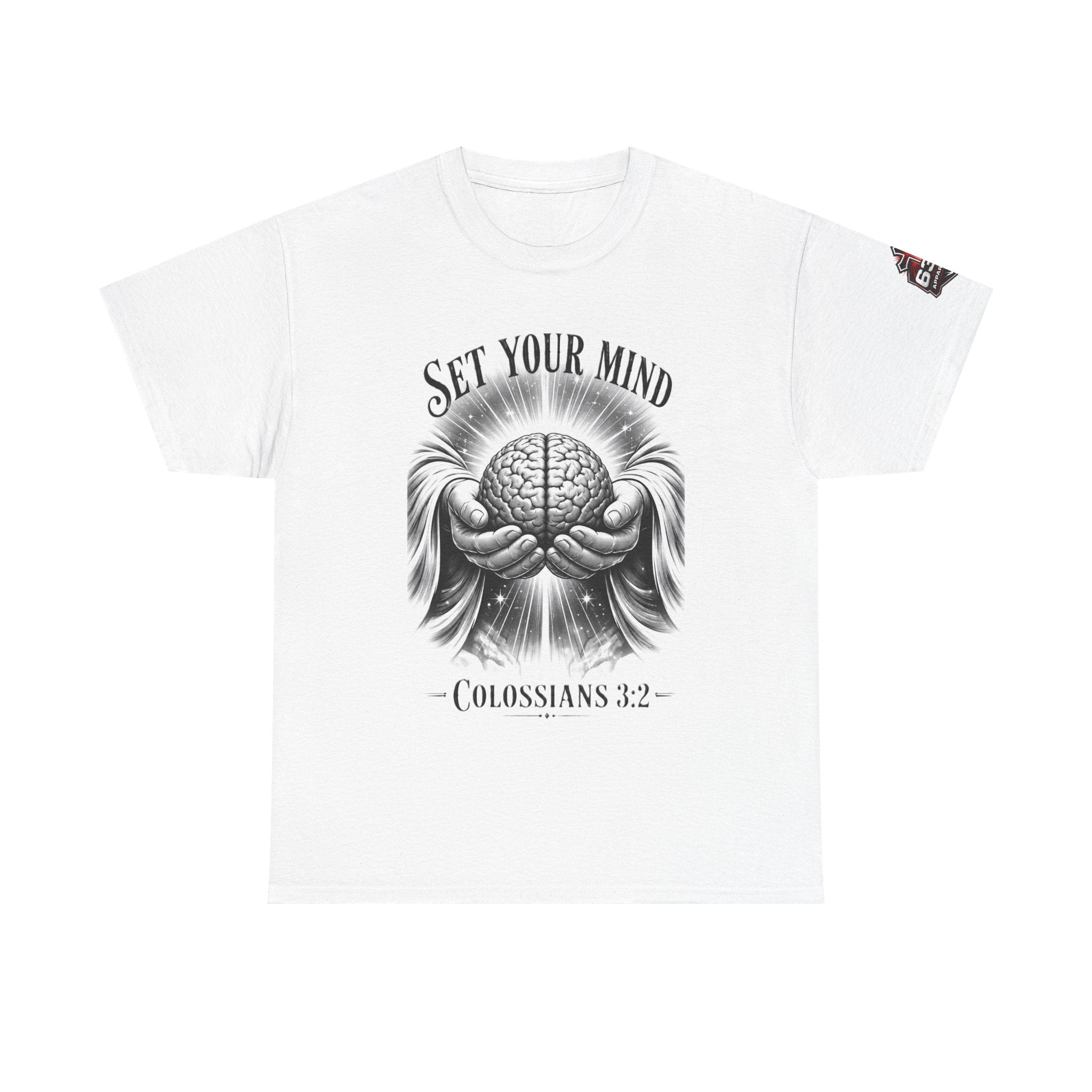 Set Your Mind Colossians Tee — Brain in God’s Hands Christian T‑Shirt