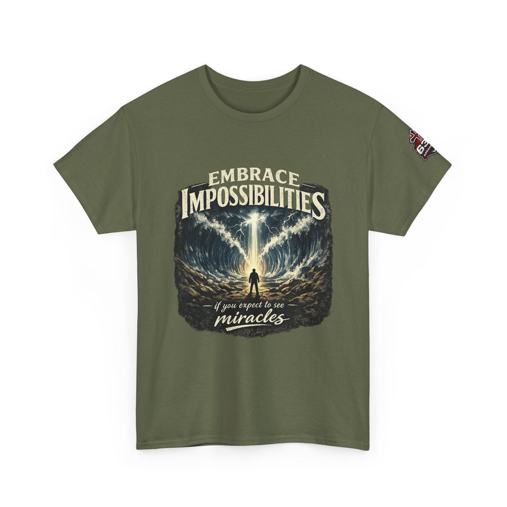 Moses Parting the Red Sea Tee — "Embrace Impossibilities" Inspirational Christian T‑Shirt