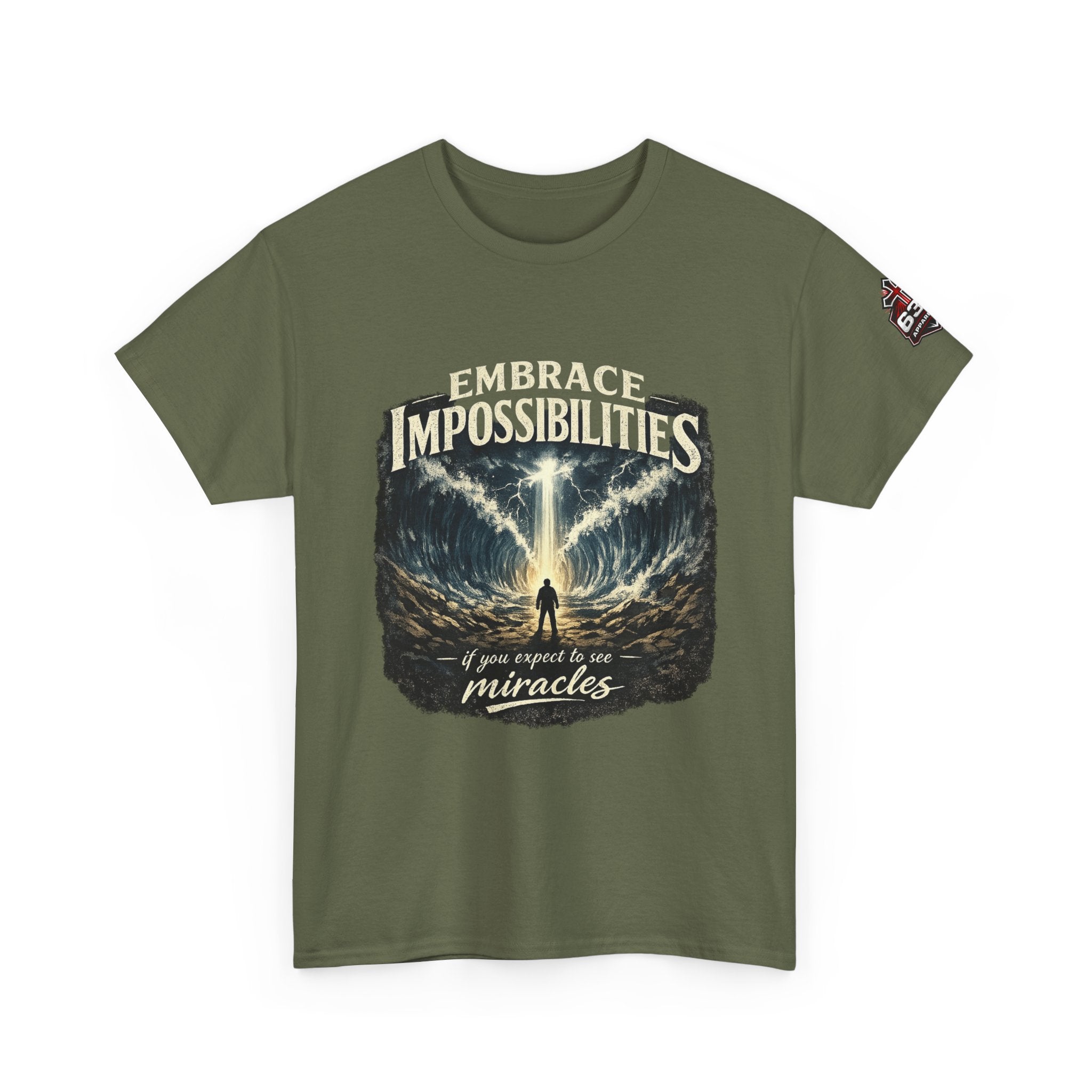 Moses Parting the Red Sea Tee — "Embrace Impossibilities" Inspirational Christian T‑Shirt