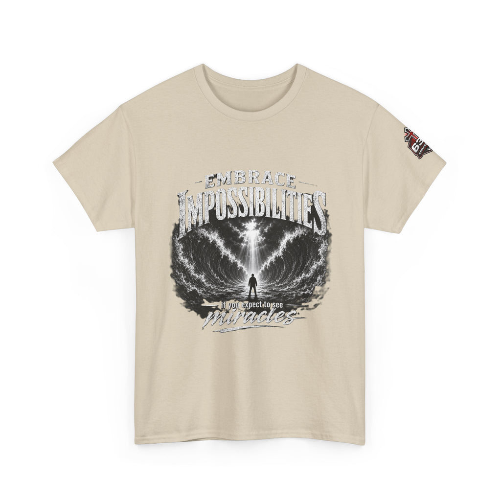 Moses Parting the Red Sea Tee — "Embrace Impossibilities" Inspirational Christian T‑Shirt