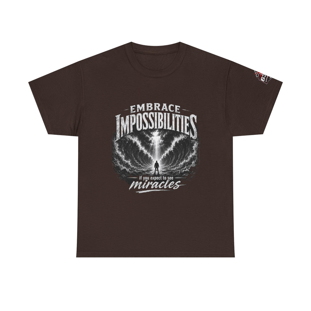 Moses Parting the Red Sea Tee — "Embrace Impossibilities" Inspirational Christian T‑Shirt