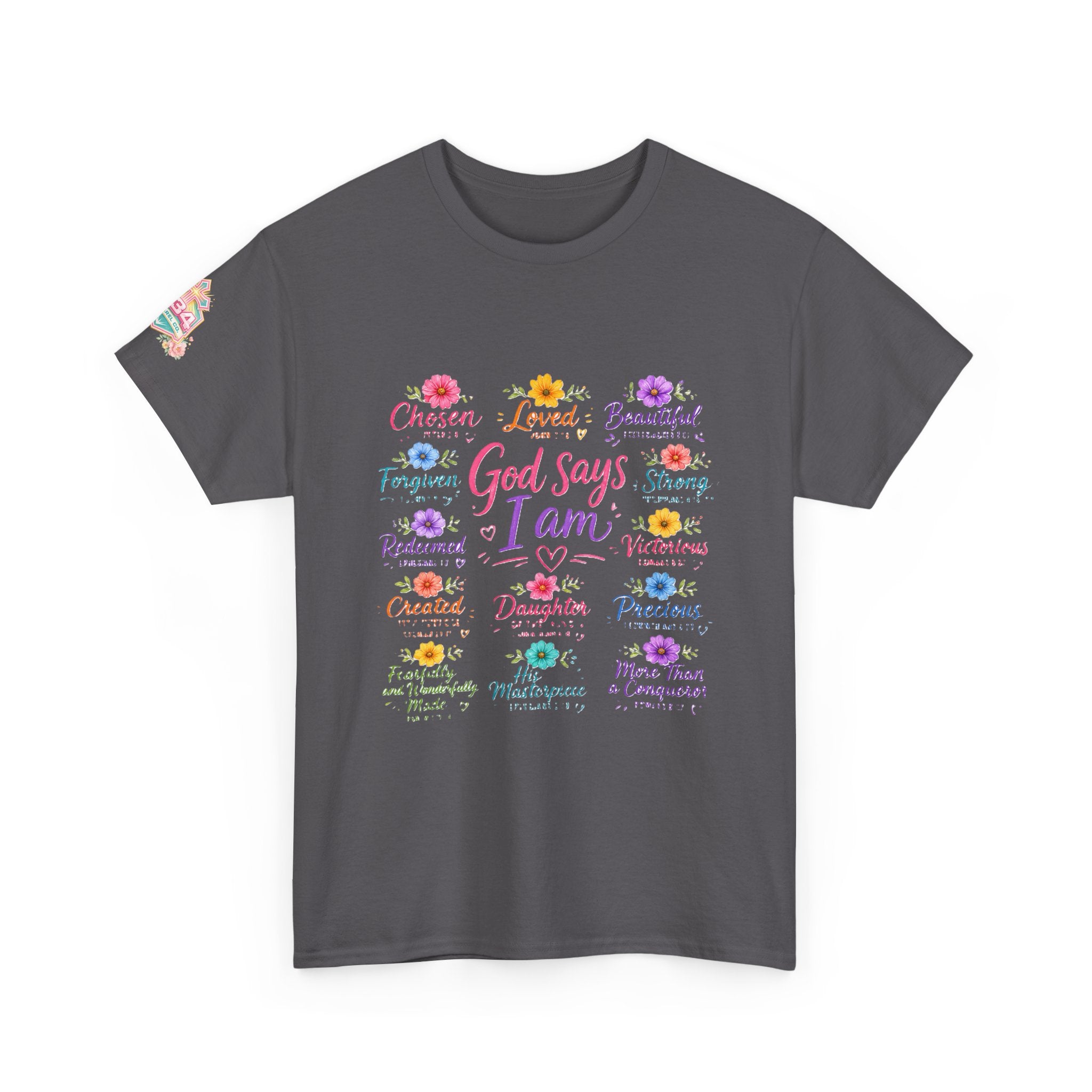 Encouraged by God Floral Tee — What God Says We Are Inspirational Women Shirt