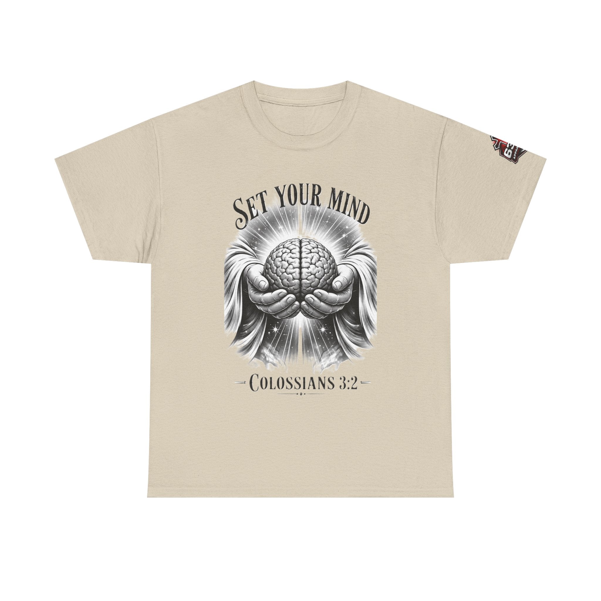 Set Your Mind Colossians Tee — Brain in God’s Hands Christian T‑Shirt