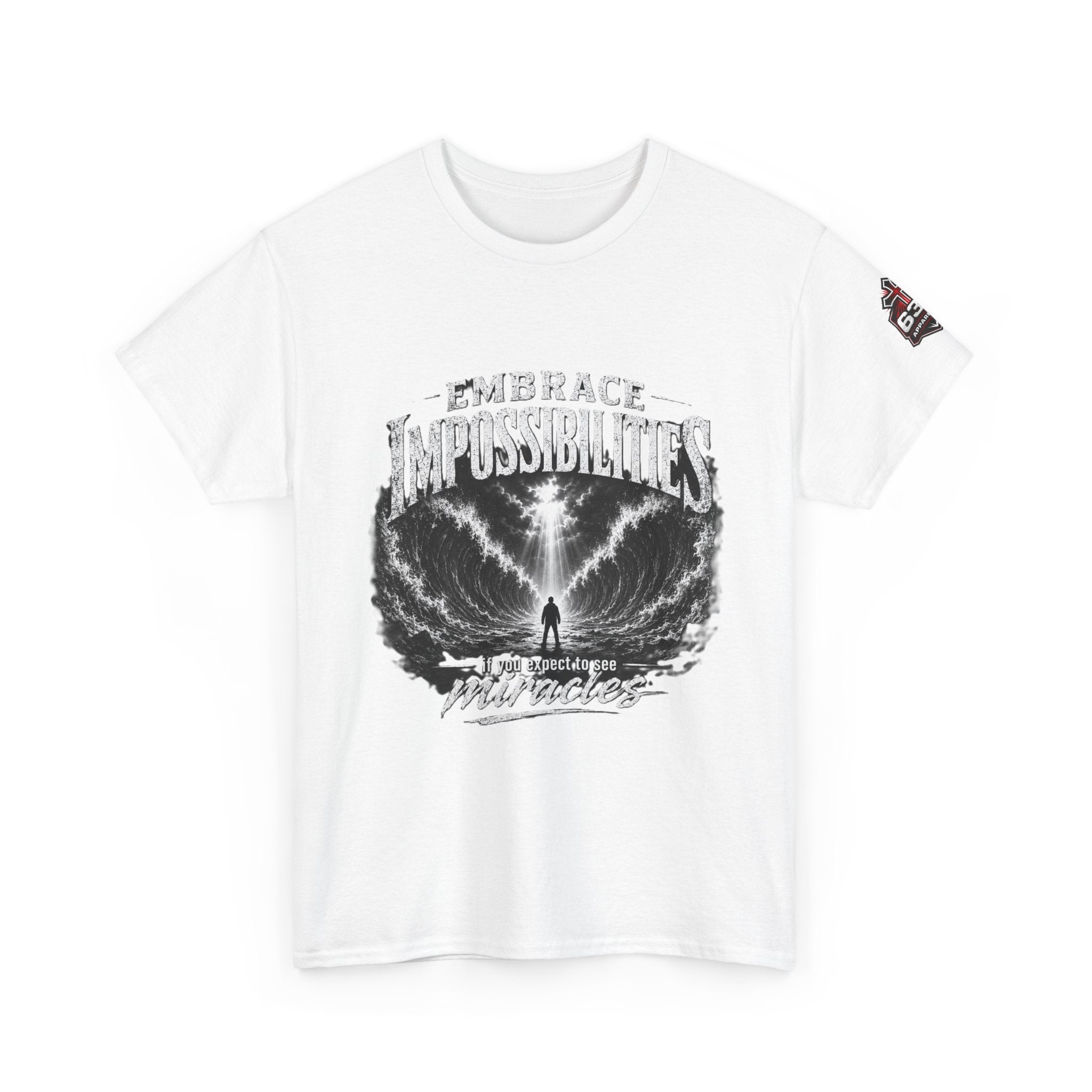 Moses Parting the Red Sea Tee — "Embrace Impossibilities" Inspirational Christian T‑Shirt