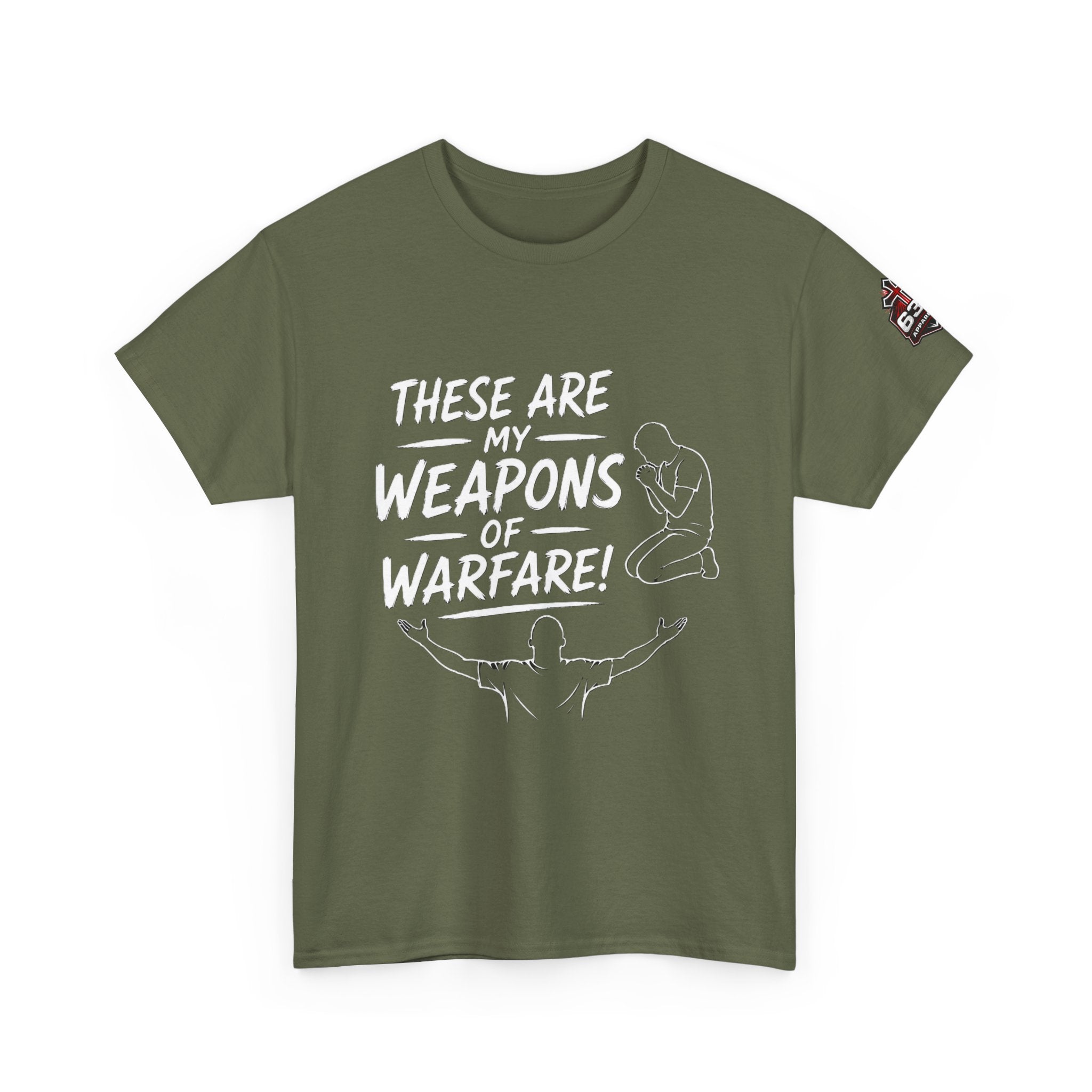 Worship & Prayer Tee — "These Are My Weapons of Warfare" Christian T-Shirt