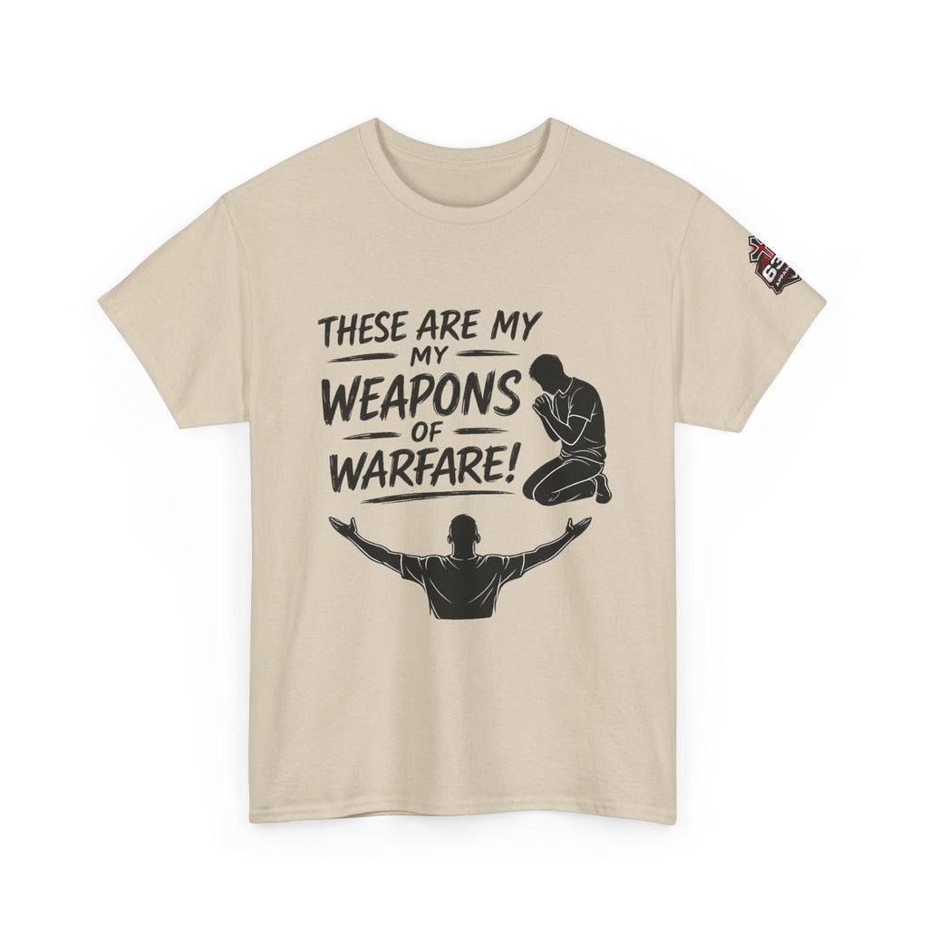 Worship & Prayer Tee — "These Are My Weapons of Warfare" Christian T-Shirt