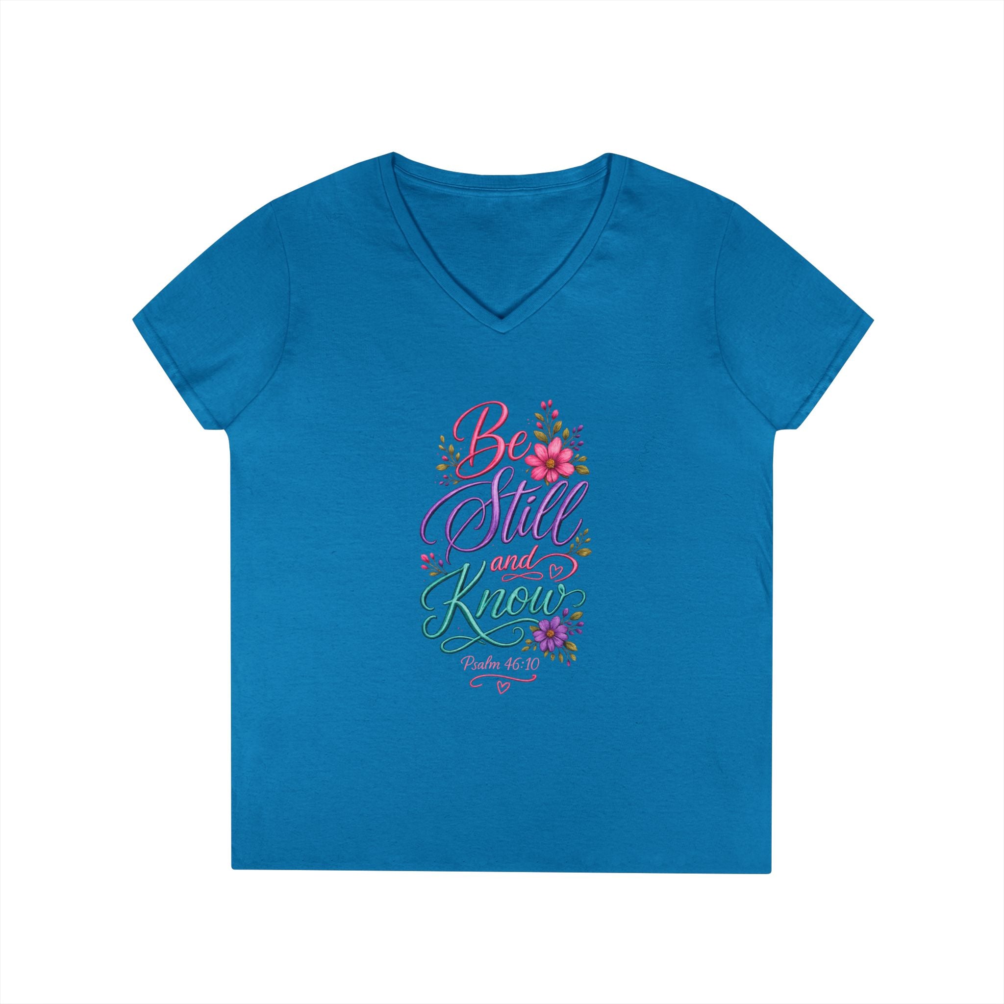 Be Still and Know Floral V-Neck T-Shirt