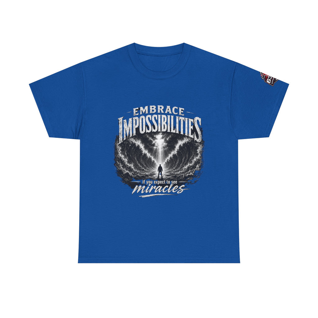 Moses Parting the Red Sea Tee — "Embrace Impossibilities" Inspirational Christian T‑Shirt