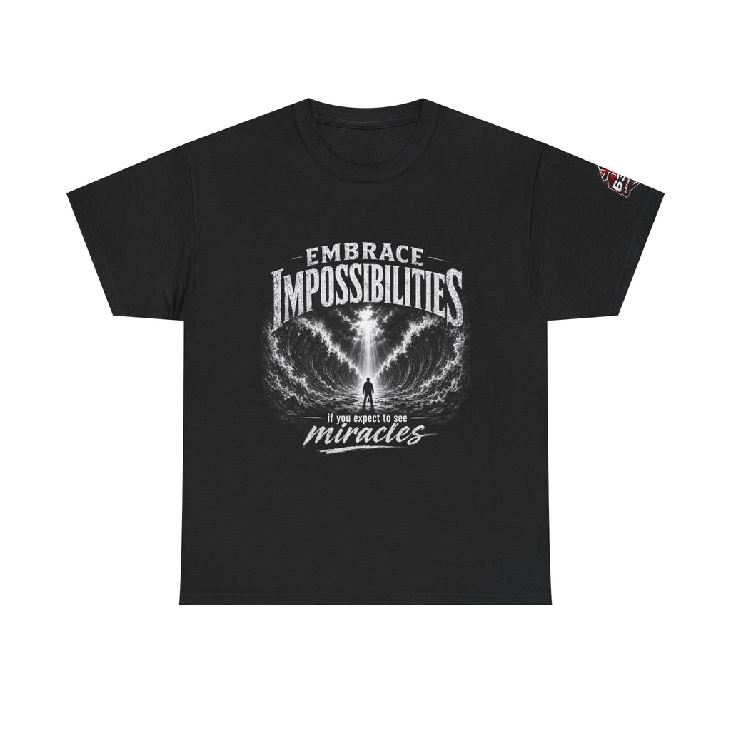 Moses Parting the Red Sea Tee — "Embrace Impossibilities" Inspirational Christian T‑Shirt