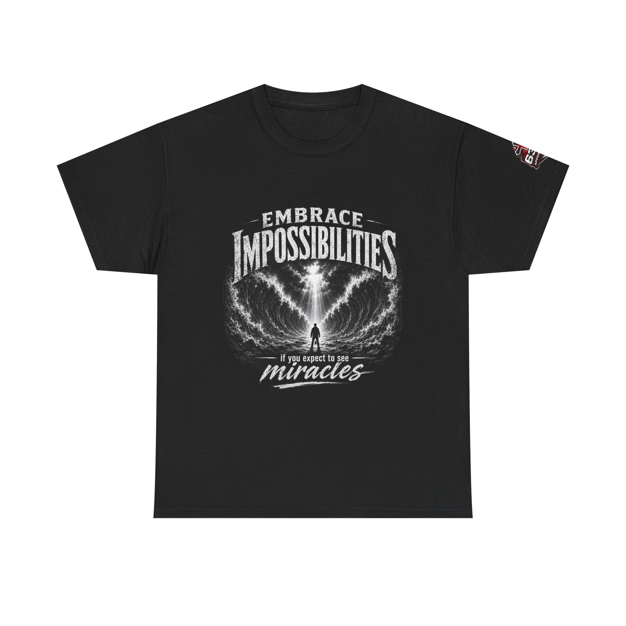 Moses Parting the Red Sea Tee — "Embrace Impossibilities" Inspirational Christian T‑Shirt