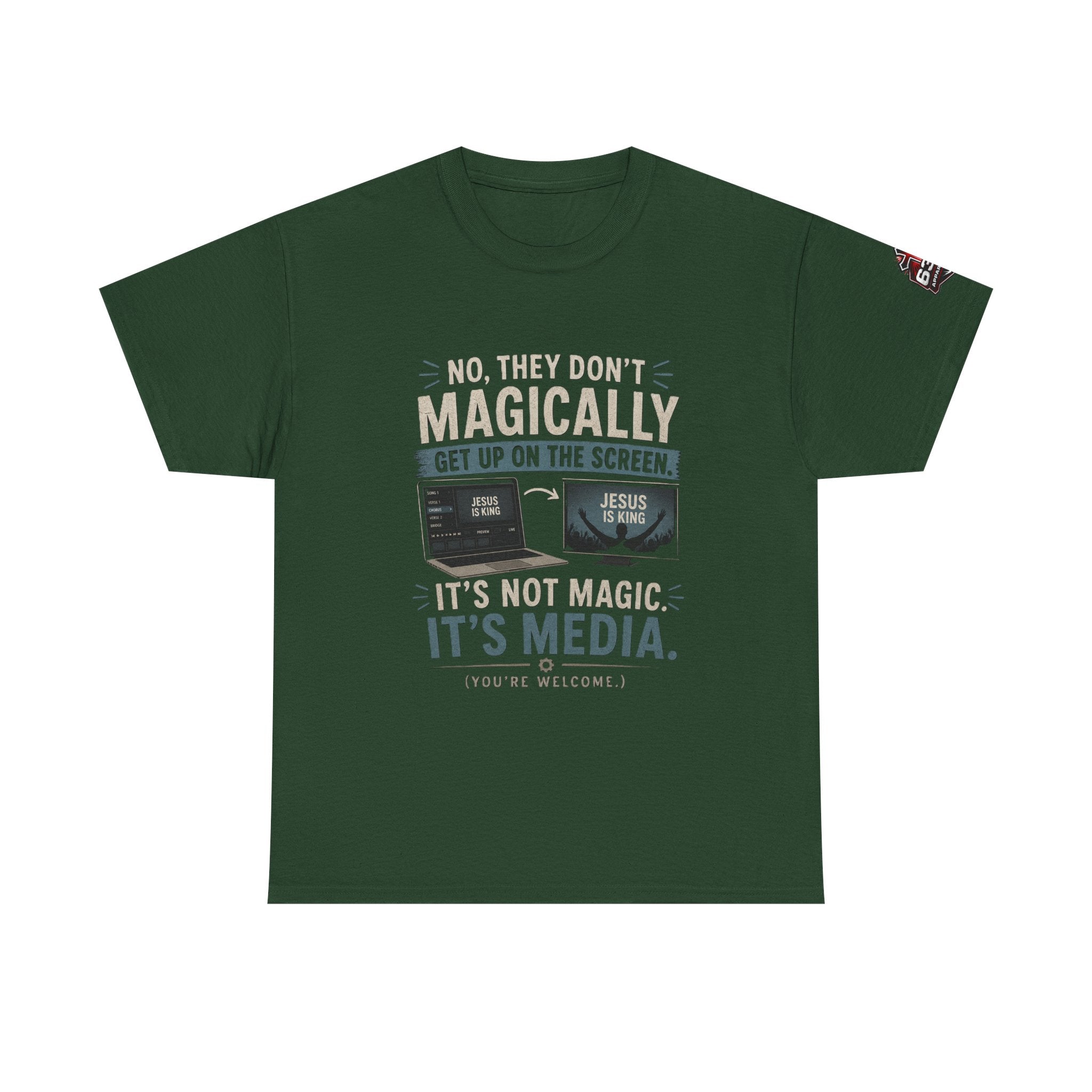 Church Media, Not Magic! Tee — Cheeky Church Media Leader Graphic T-Shirt