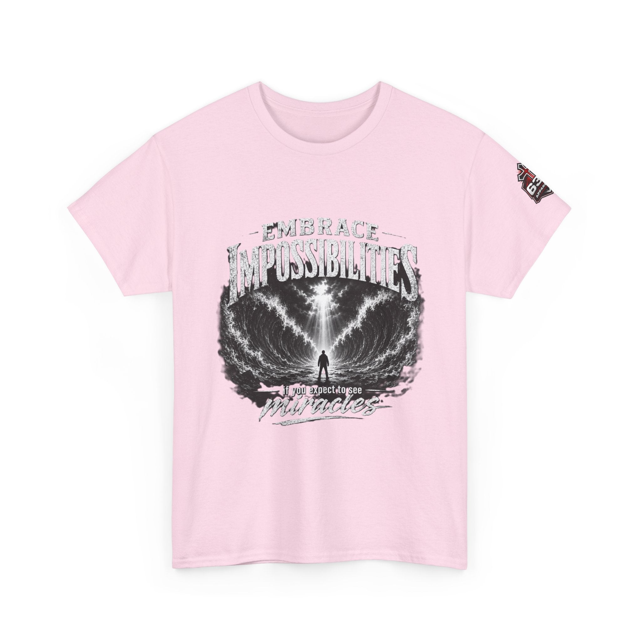 Moses Parting the Red Sea Tee — "Embrace Impossibilities" Inspirational Christian T‑Shirt