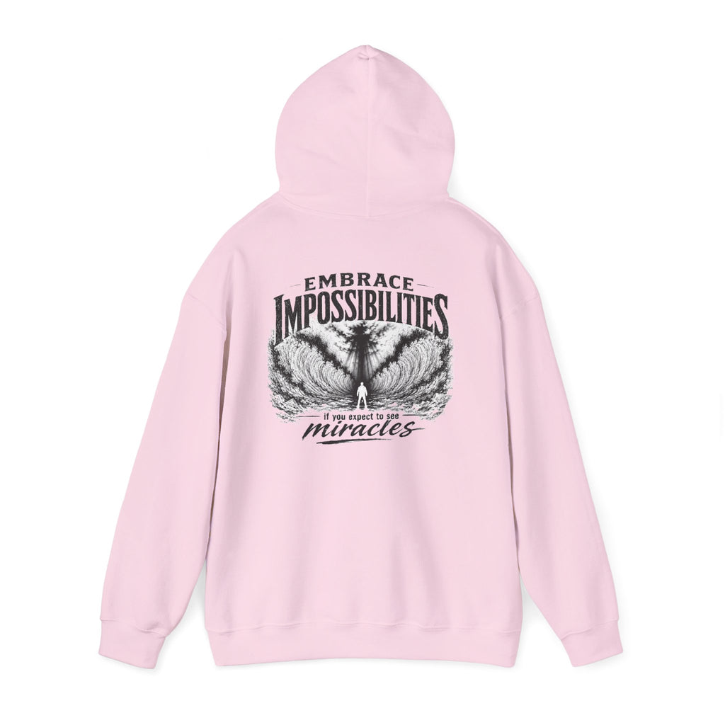 Floral Embrace Impossibilities Hooded Sweatshirt — Inspirational 'Expect to See Miracles' Quote