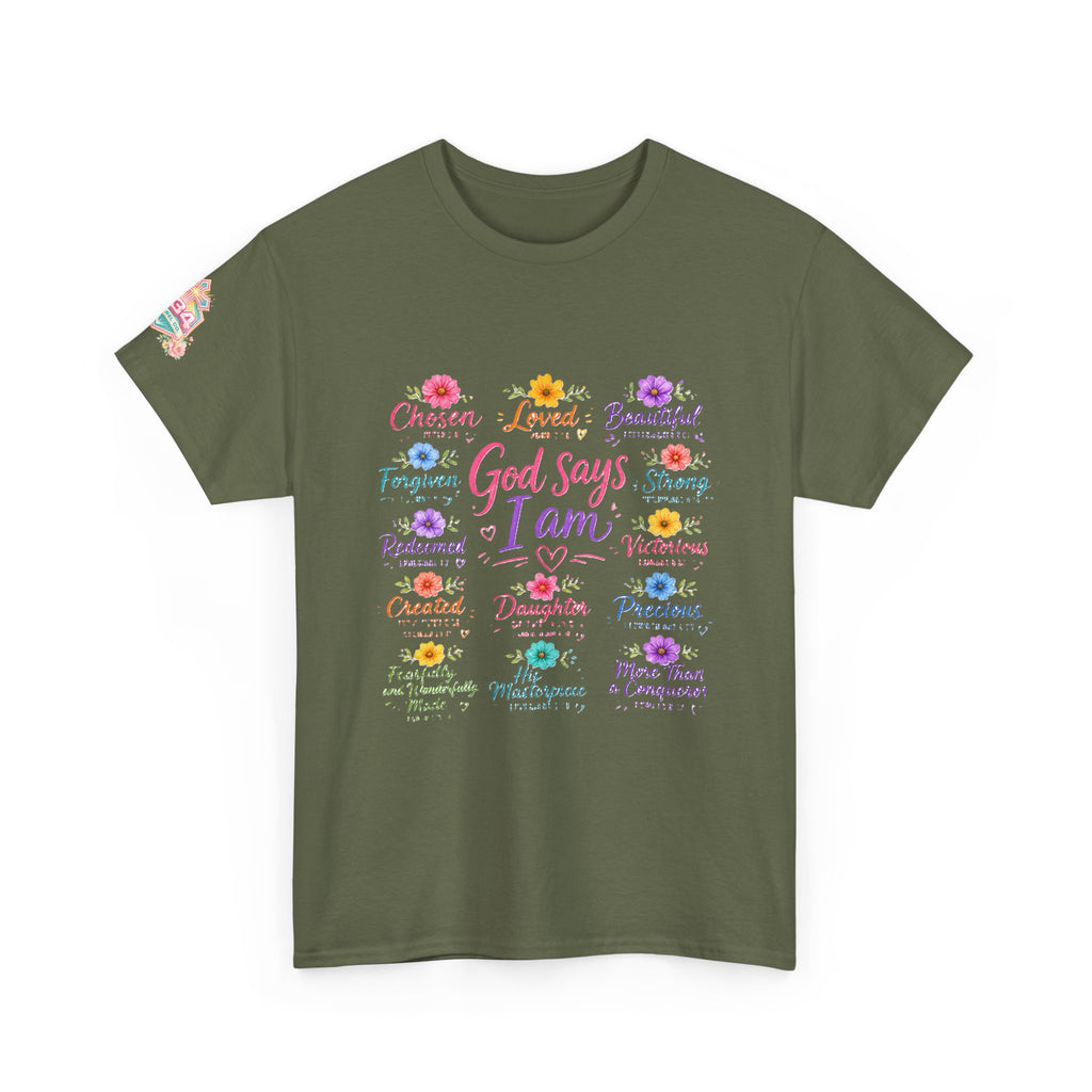 Encouraged by God Floral Tee — What God Says We Are Inspirational Women Shirt