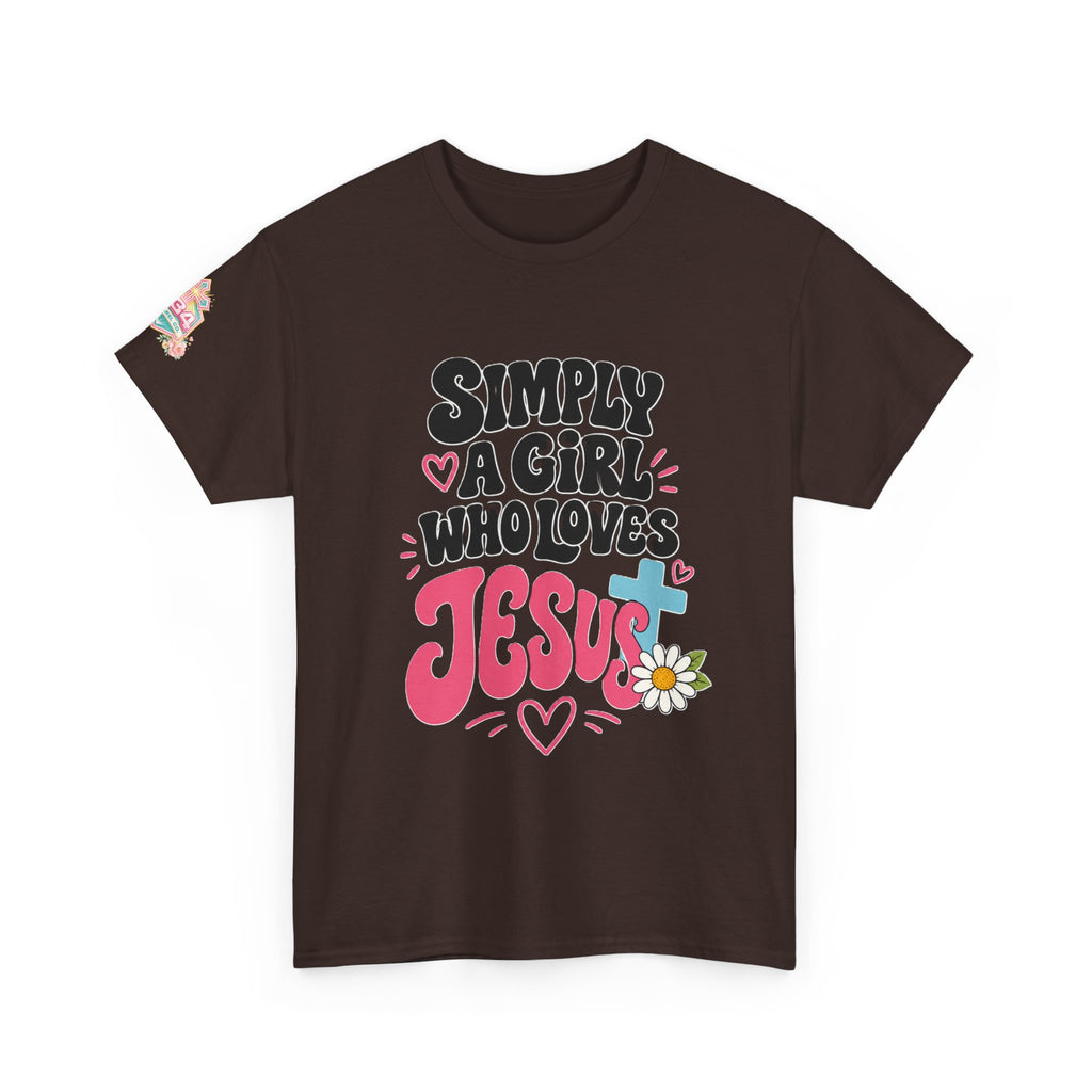 Girl Who Loves Jesus Floral Tee — Bright Colorful Christian Faith Shirt