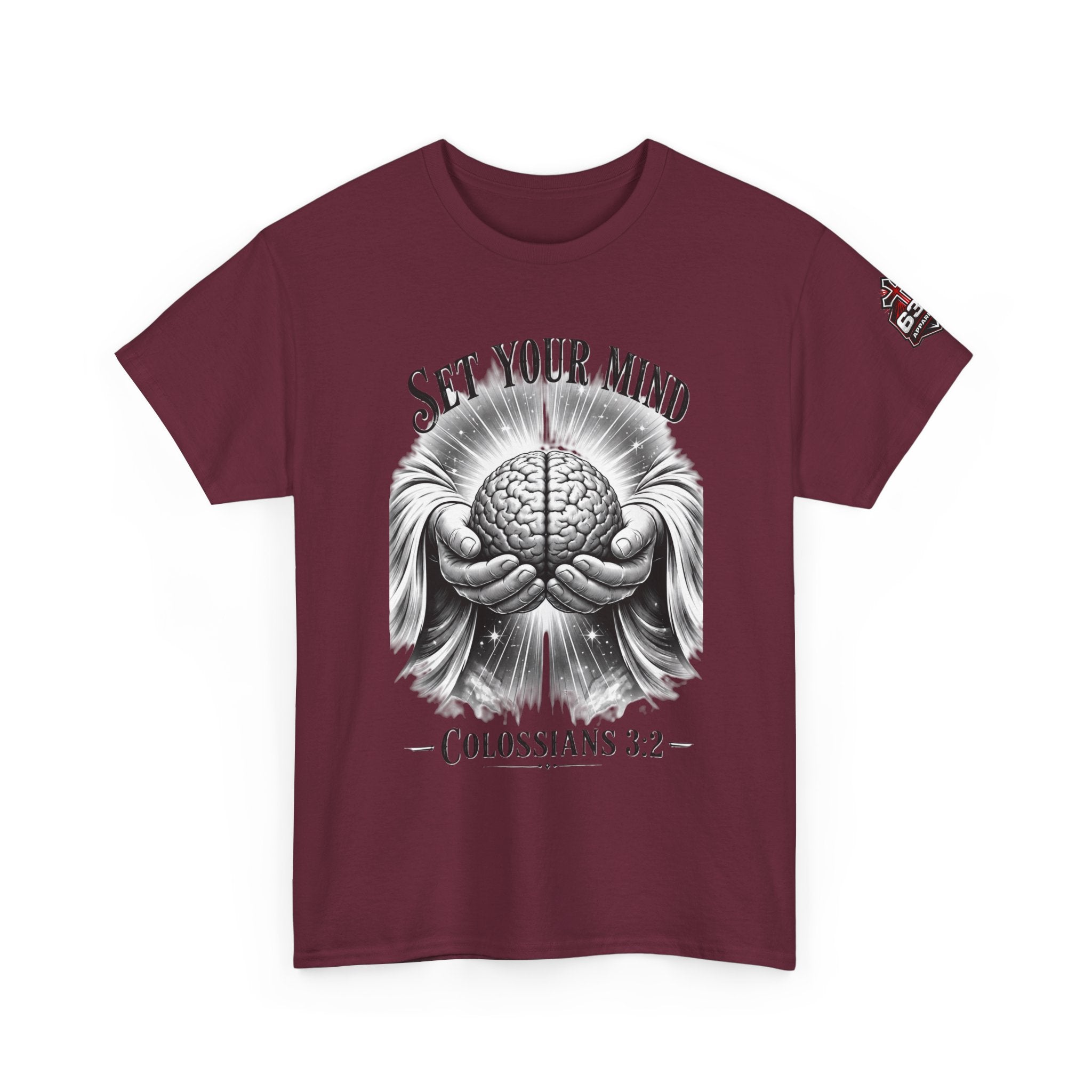 Set Your Mind Colossians Tee — Brain in God’s Hands Christian T‑Shirt