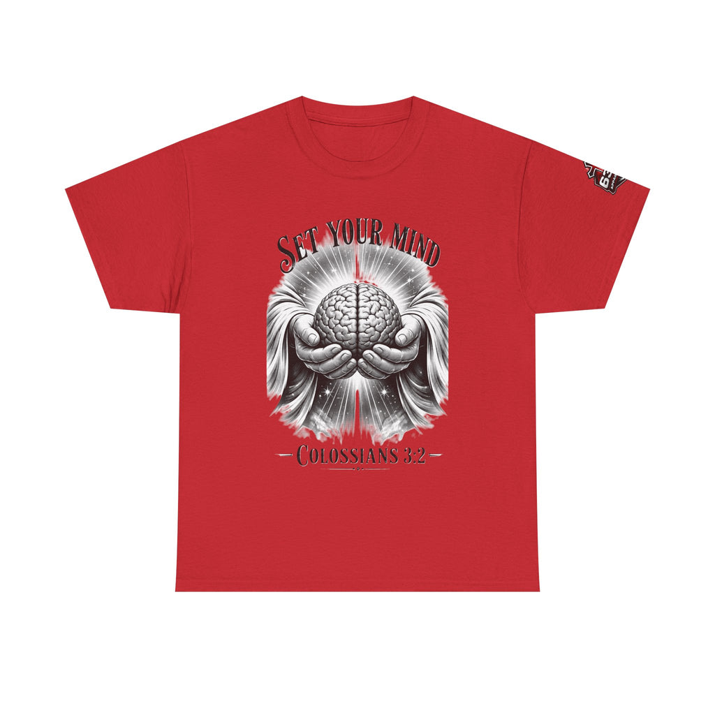 Set Your Mind Colossians Tee — Brain in God’s Hands Christian T‑Shirt