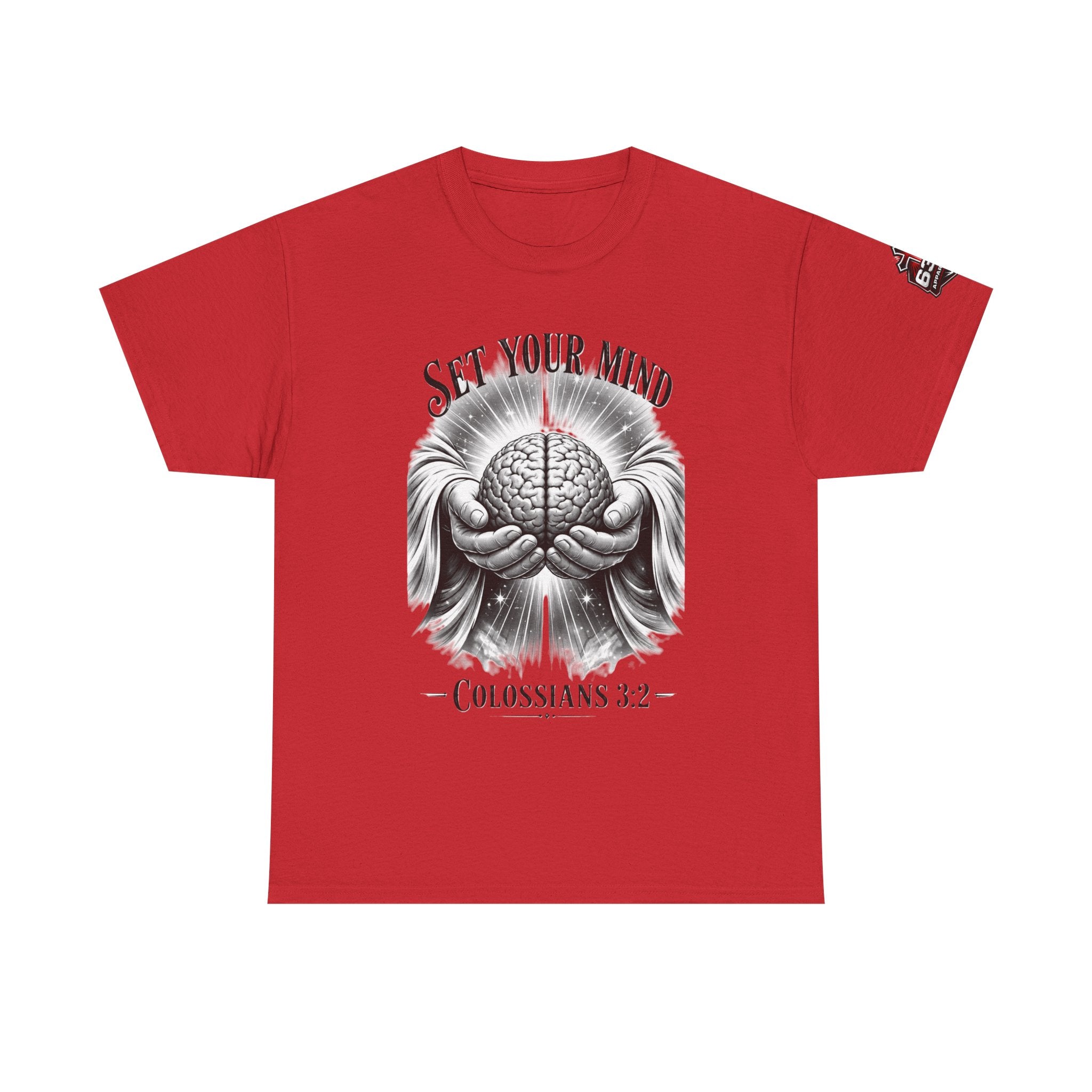Set Your Mind Colossians Tee — Brain in God’s Hands Christian T‑Shirt