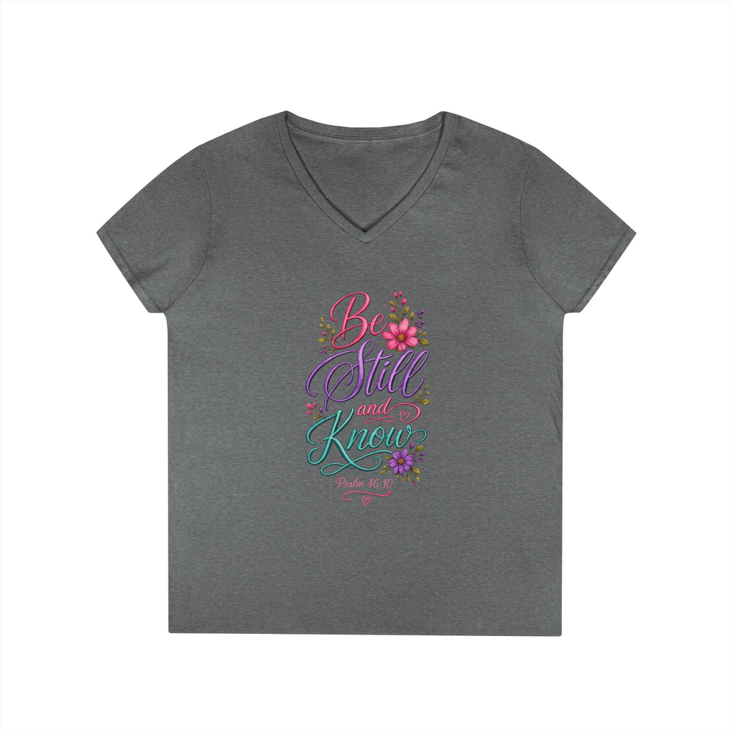 Be Still and Know Floral V-Neck T-Shirt