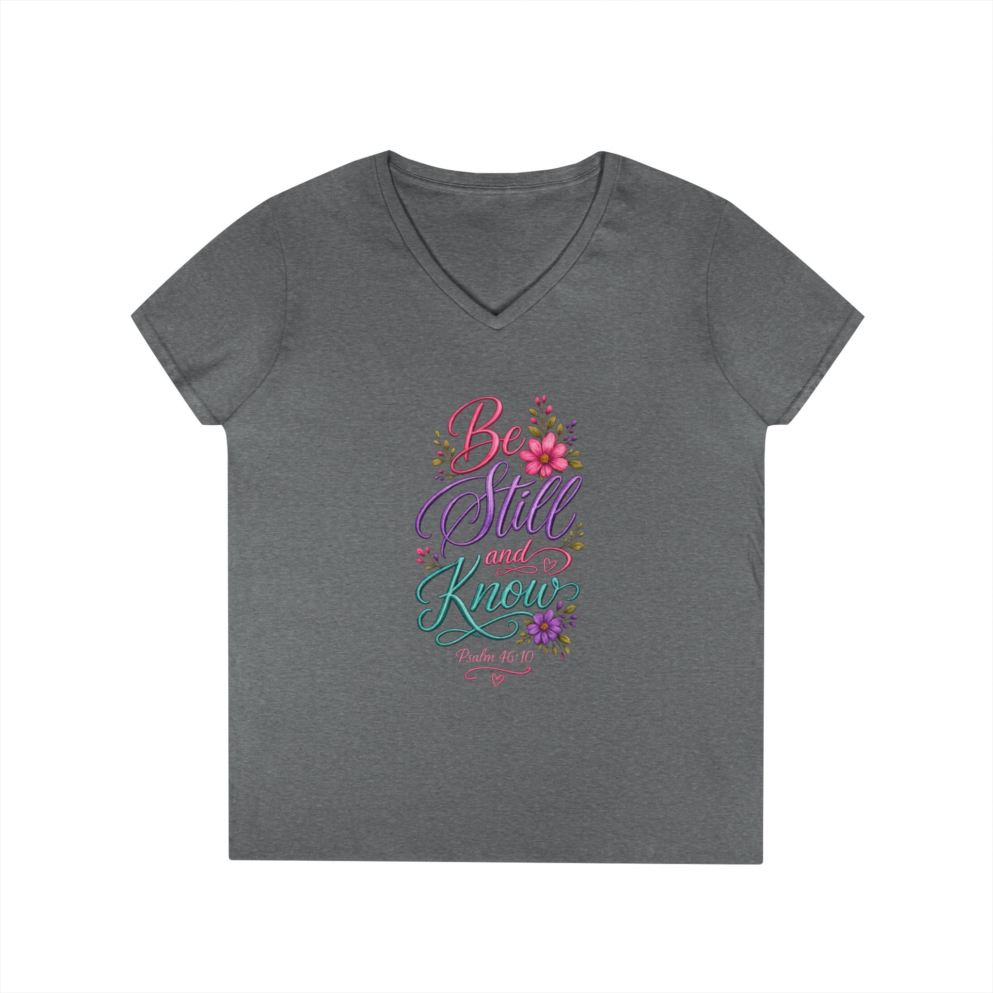 Be Still and Know Floral V-Neck T-Shirt