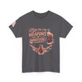 Women's Floral Worship & Prayer Tee — "These Are My Weapons of Warfare" Christian T-Shirt