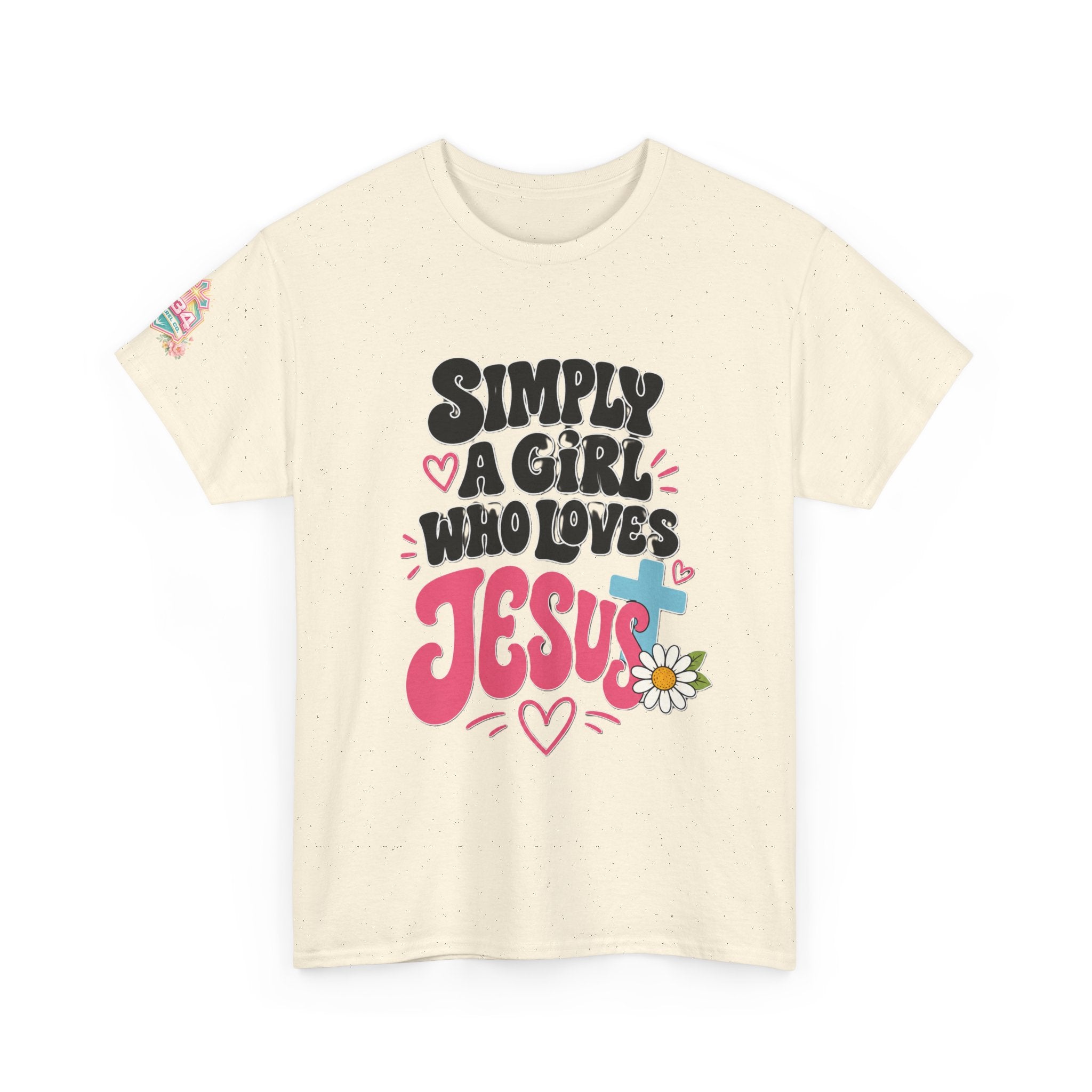 Girl Who Loves Jesus Floral Tee — Bright Colorful Christian Faith Shirt