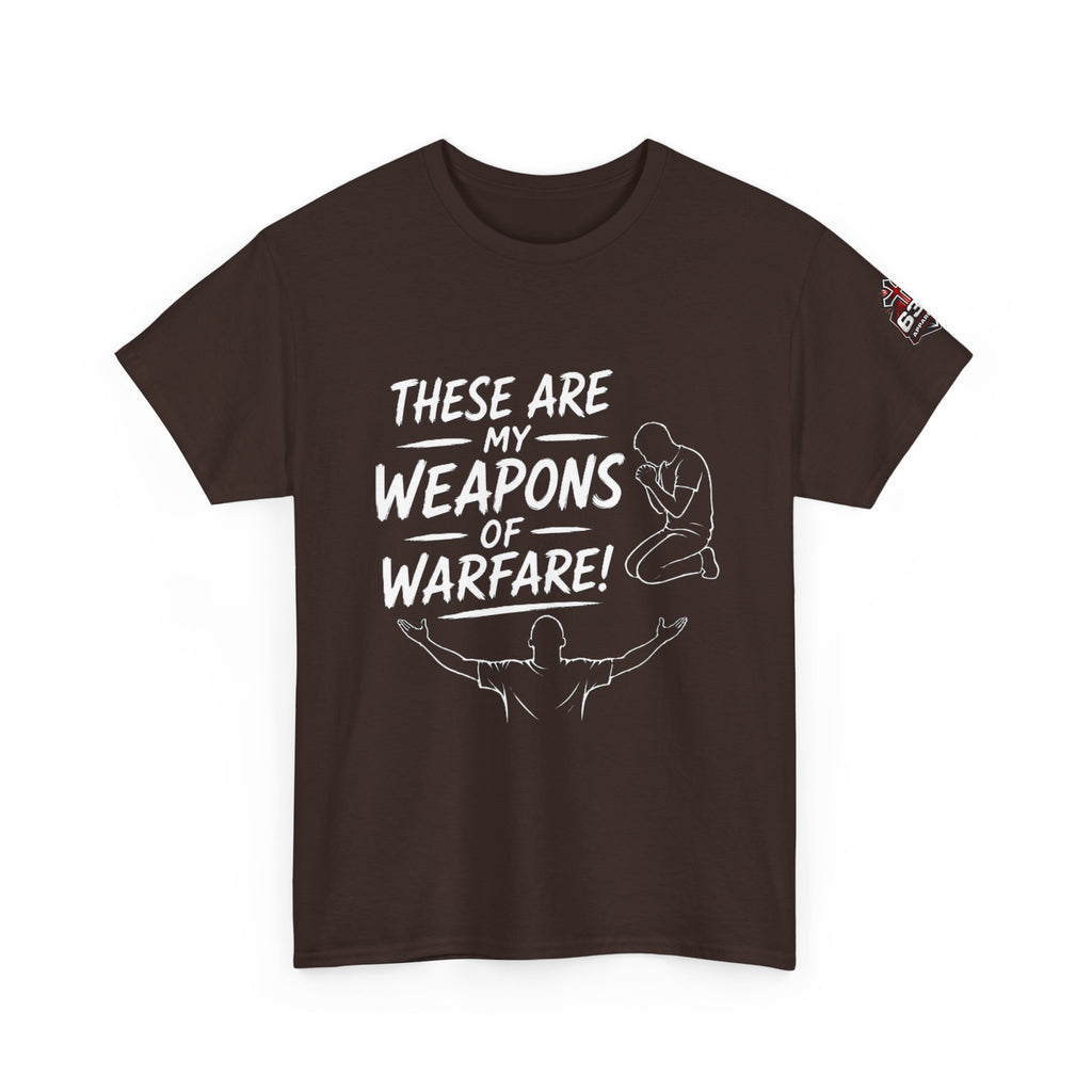 Worship & Prayer Tee — "These Are My Weapons of Warfare" Christian T-Shirt