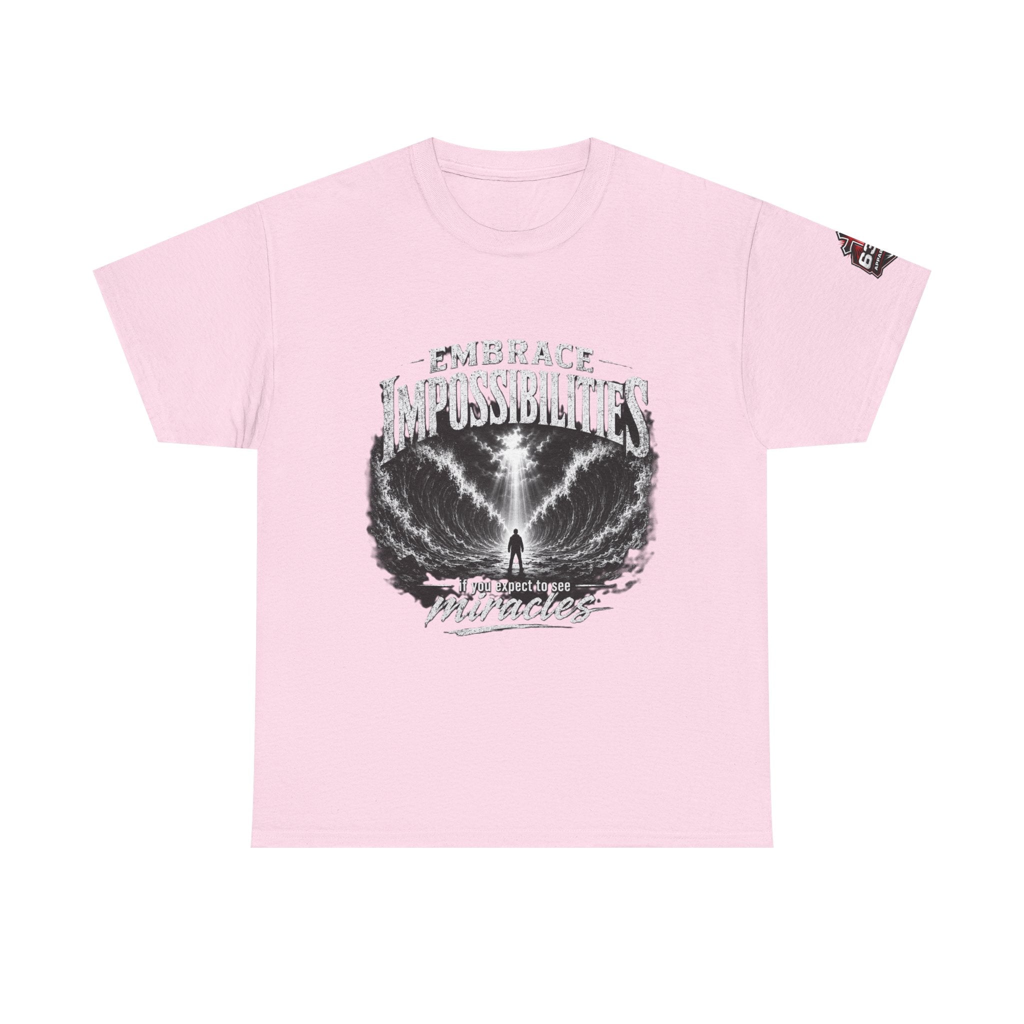 Moses Parting the Red Sea Tee — "Embrace Impossibilities" Inspirational Christian T‑Shirt