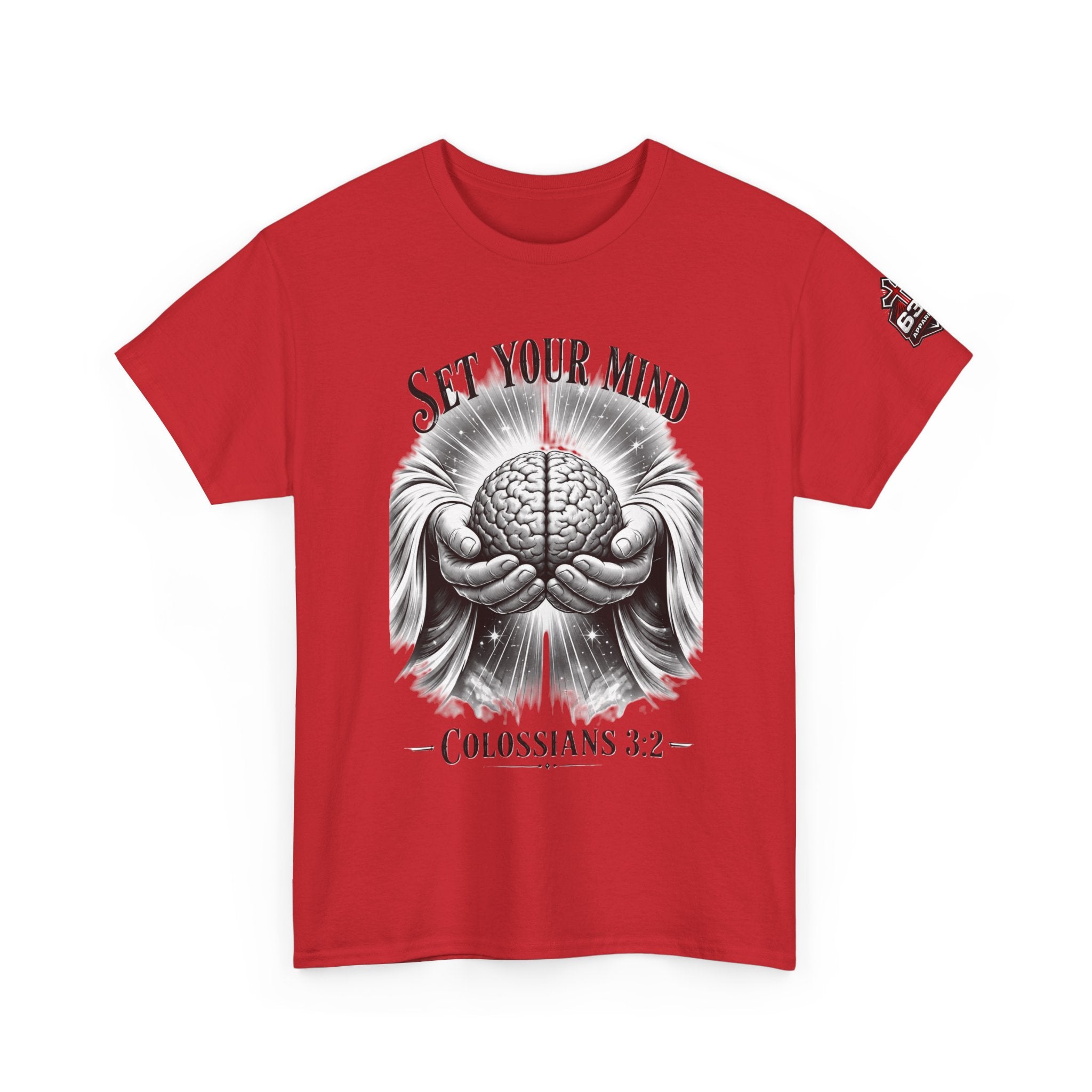 Set Your Mind Colossians Tee — Brain in God’s Hands Christian T‑Shirt