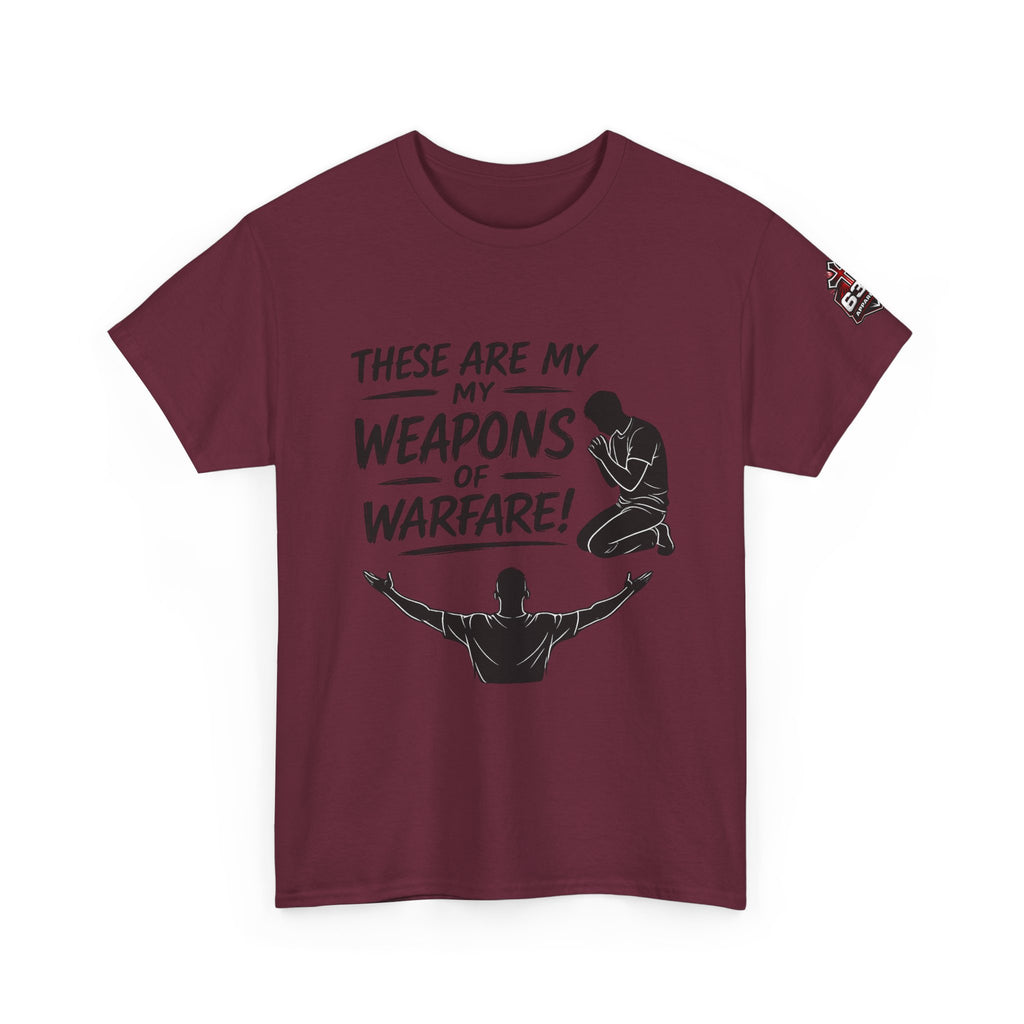 Worship & Prayer Tee — "These Are My Weapons of Warfare" Christian T-Shirt