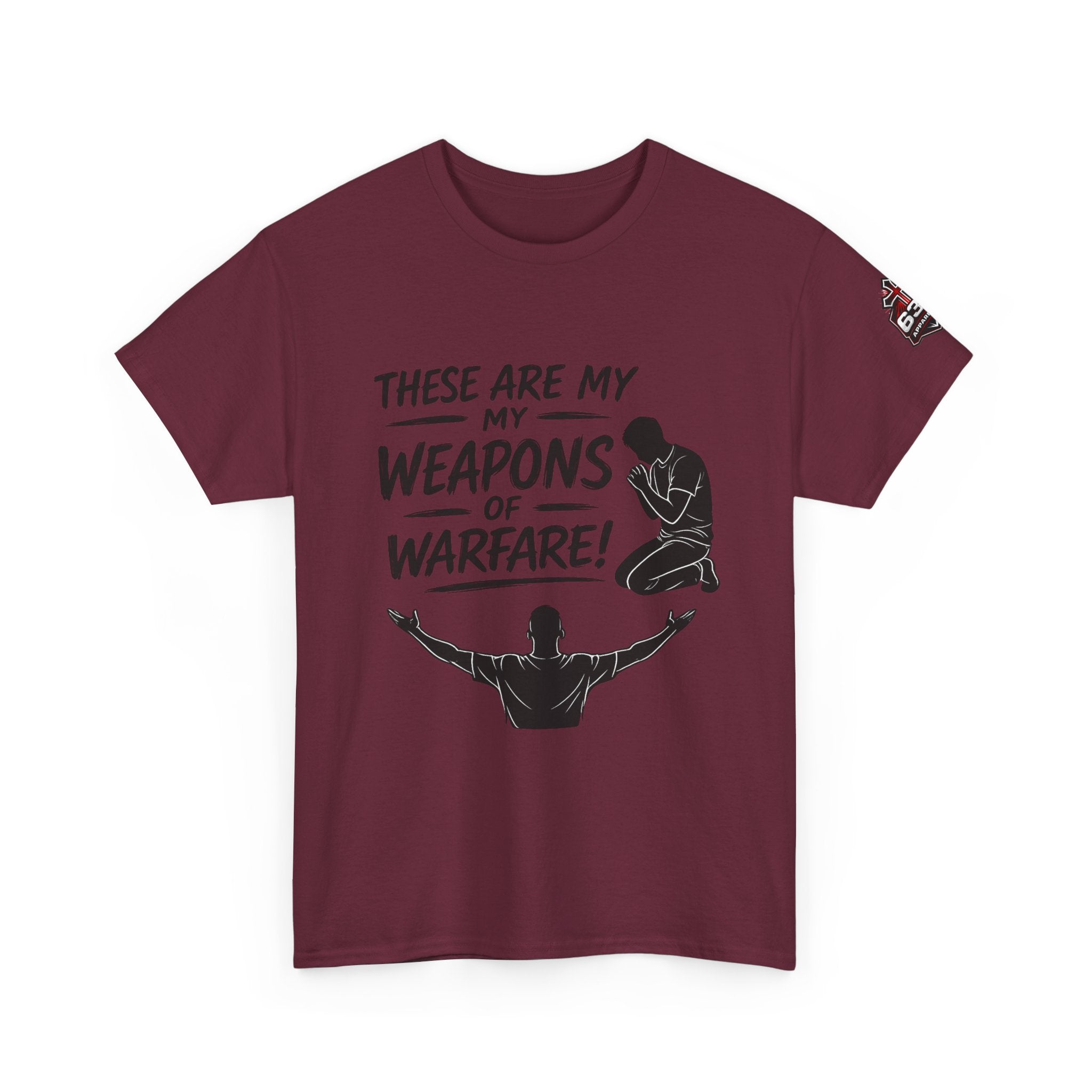 Worship & Prayer Tee — "These Are My Weapons of Warfare" Christian T-Shirt