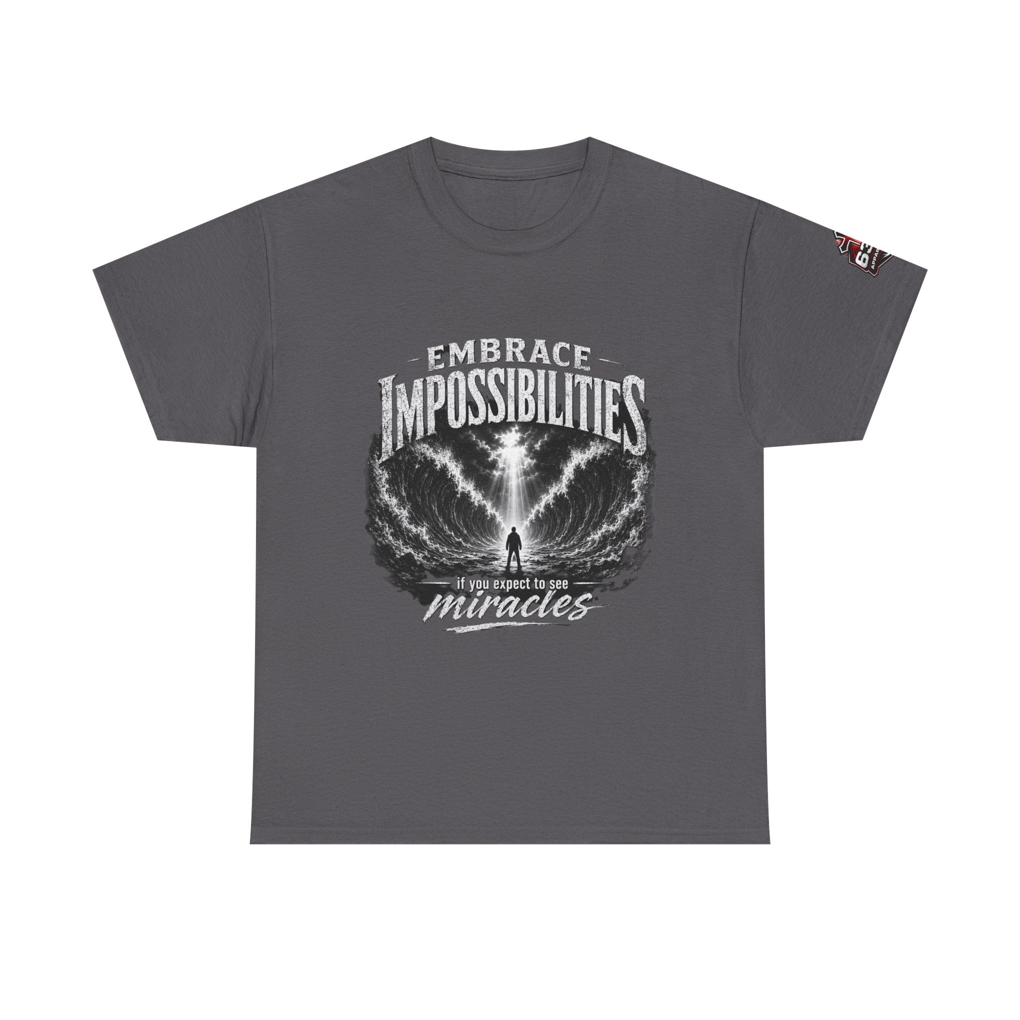 Moses Parting the Red Sea Tee — "Embrace Impossibilities" Inspirational Christian T‑Shirt