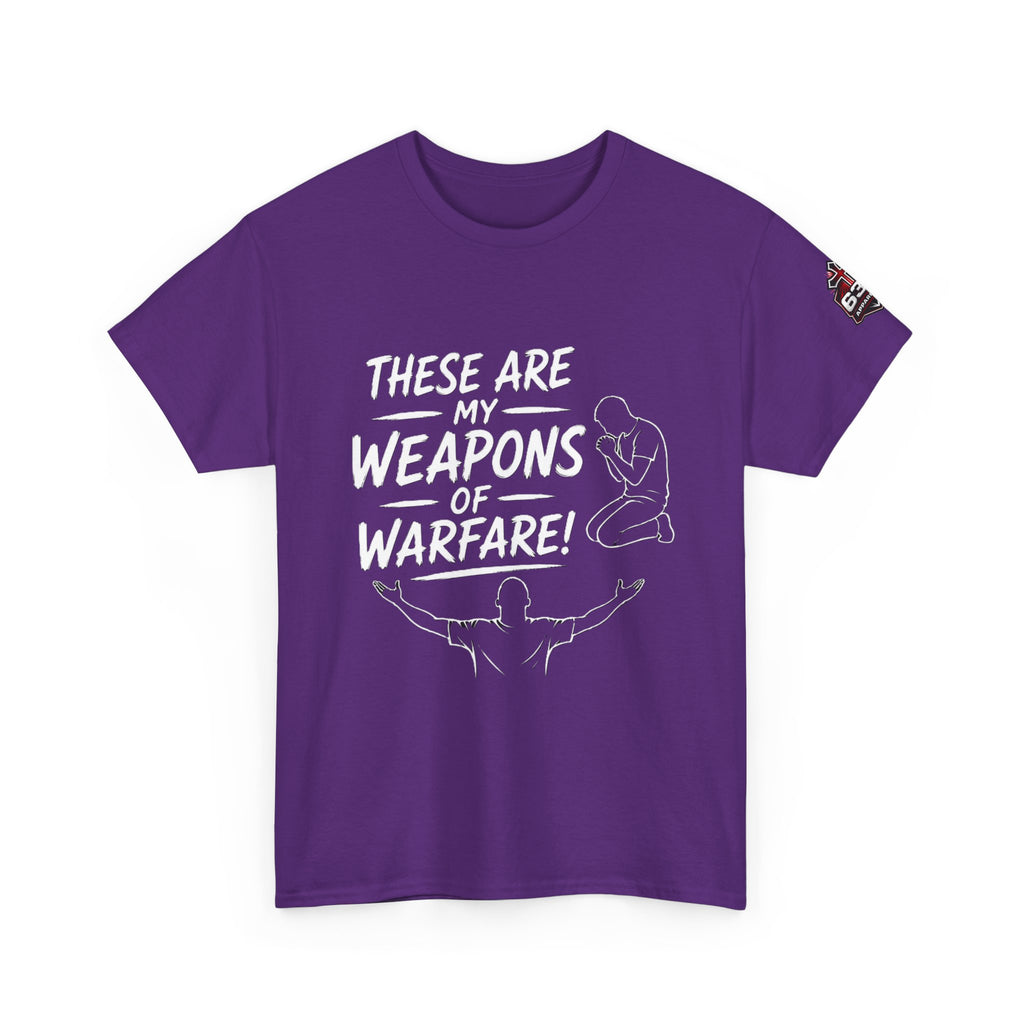 Worship & Prayer Tee — "These Are My Weapons of Warfare" Christian T-Shirt