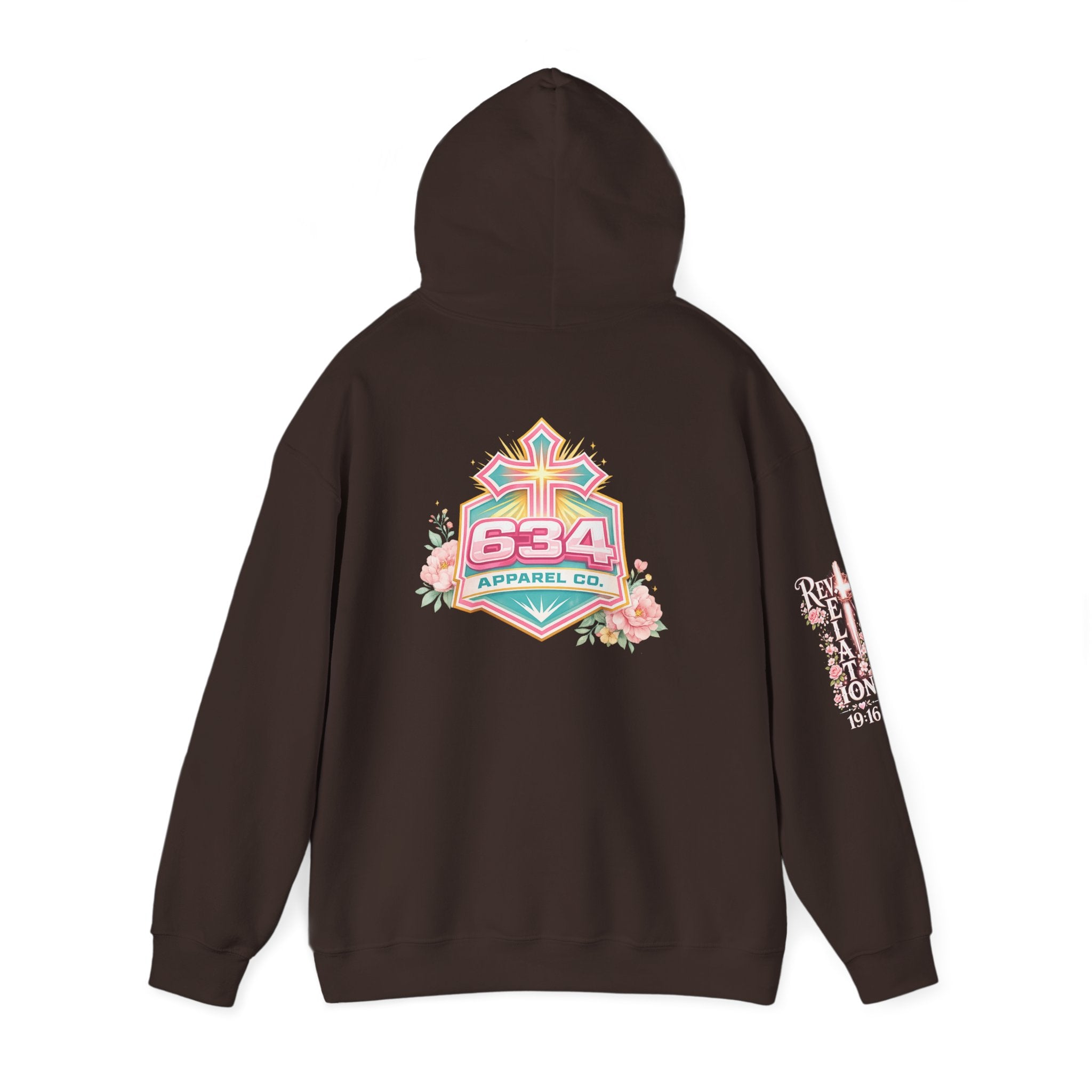 Christ Is King Floral Hoodie — Revelation 19:16 Sleeve & 634 Logo