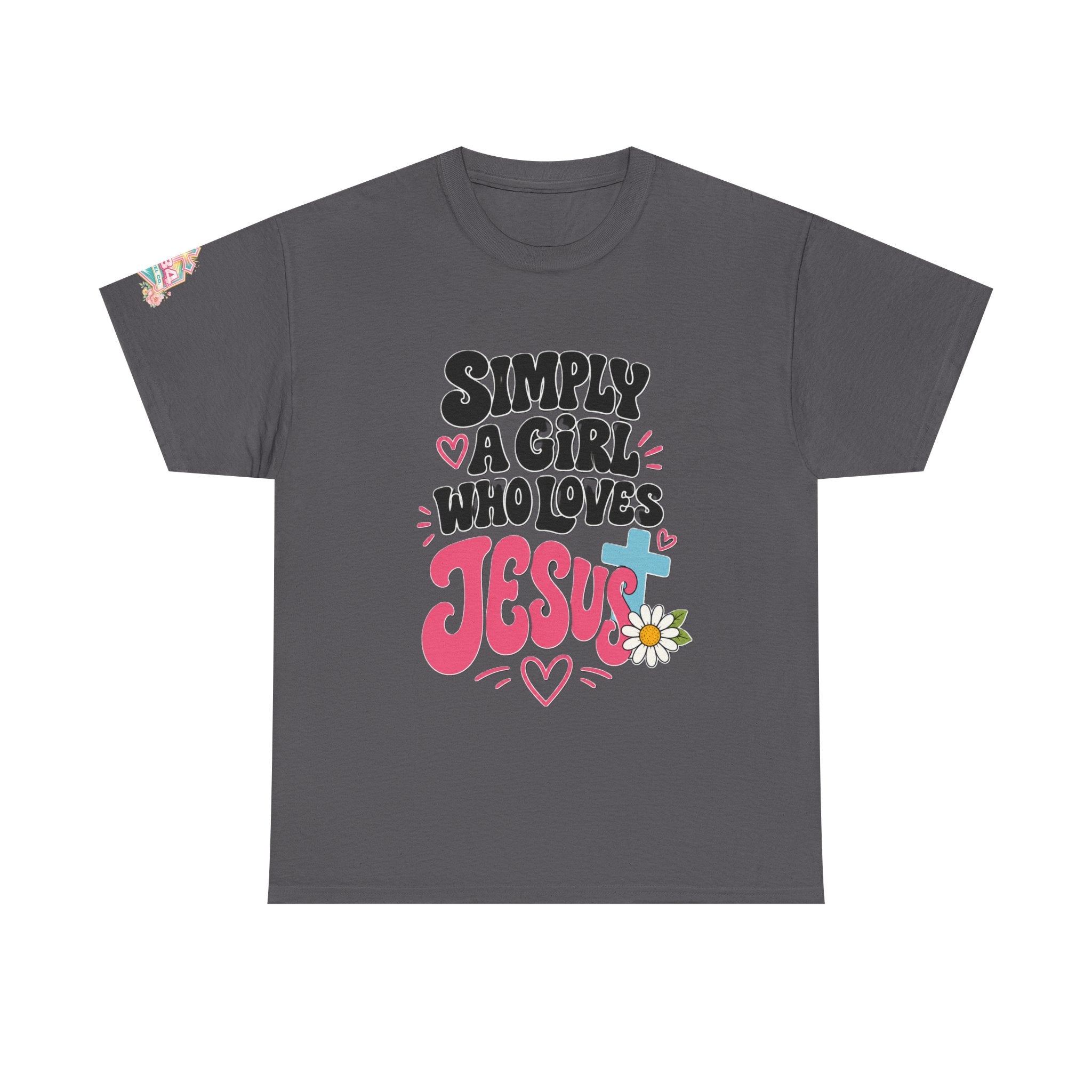Girl Who Loves Jesus Floral Tee — Bright Colorful Christian Faith Shirt