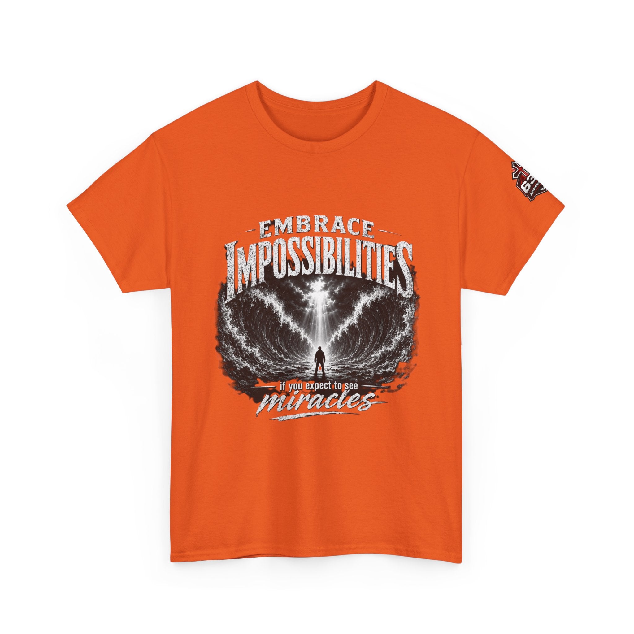 Moses Parting the Red Sea Tee — "Embrace Impossibilities" Inspirational Christian T‑Shirt