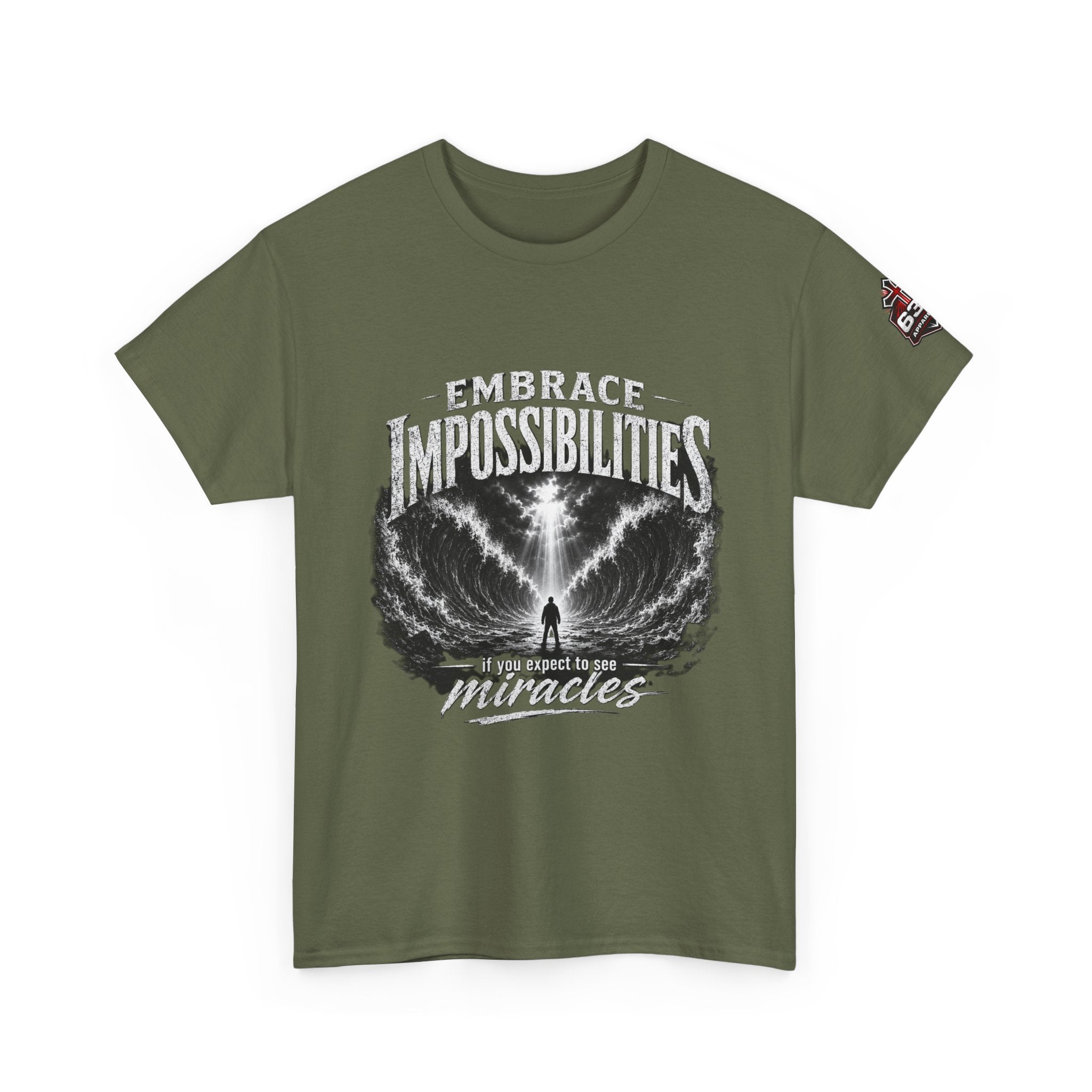 Moses Parting the Red Sea Tee — "Embrace Impossibilities" Inspirational Christian T‑Shirt