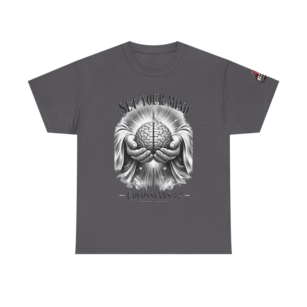 Set Your Mind Colossians Tee — Brain in God’s Hands Christian T‑Shirt