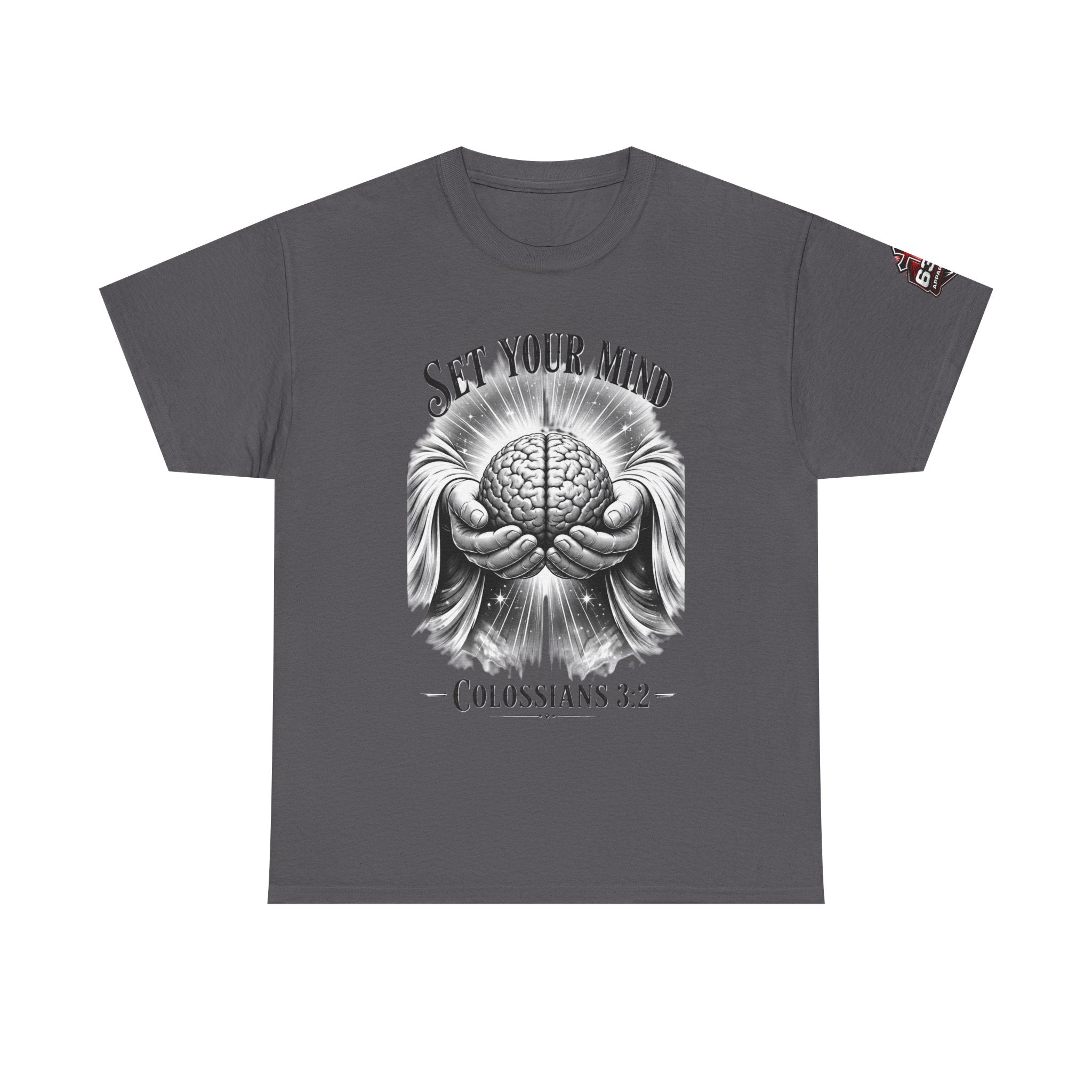 Set Your Mind Colossians Tee — Brain in God’s Hands Christian T‑Shirt
