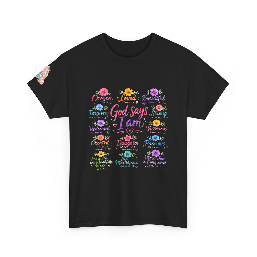 Encouraged by God Floral Tee — What God Says We Are Inspirational Women Shirt
