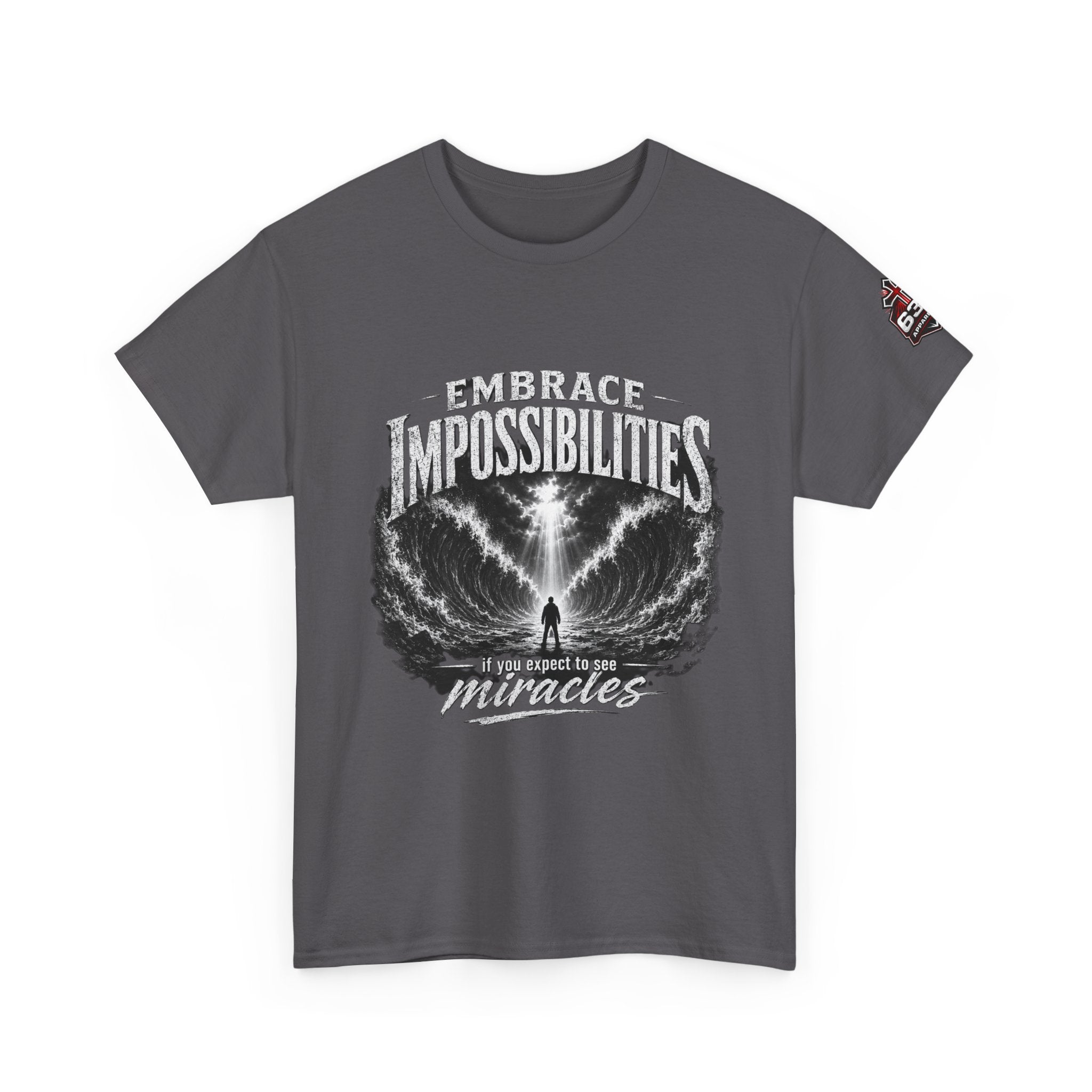 Moses Parting the Red Sea Tee — "Embrace Impossibilities" Inspirational Christian T‑Shirt