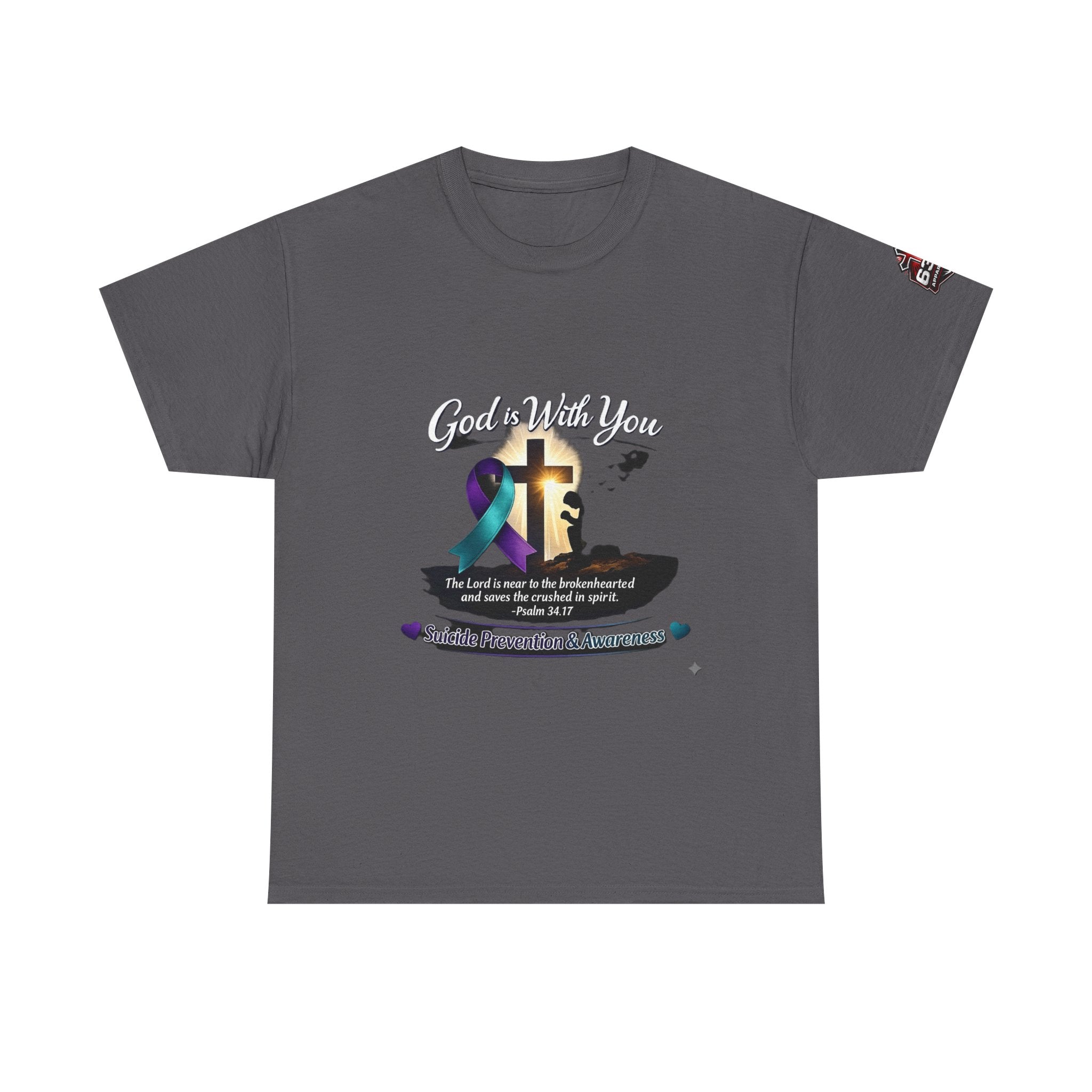 God Is With You Tee — Suicide Prevention Awareness Shirt (Psalm 34:17)