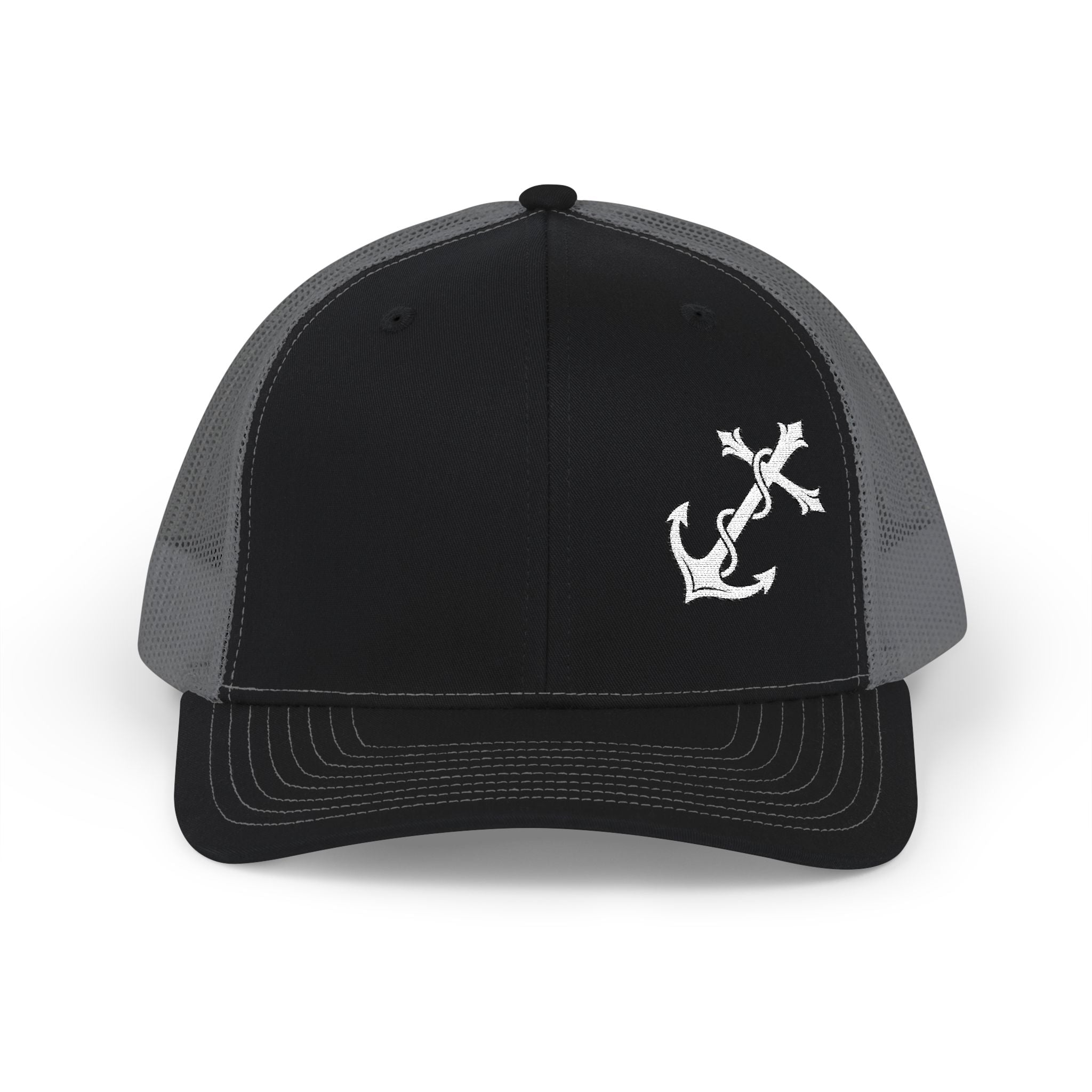 Christian Anchor Cross Snapback Trucker Cap – "Jesus is Our Anchor"