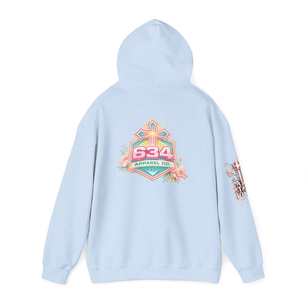Christ Is King Floral Hoodie — Revelation 19:16 Sleeve & 634 Logo